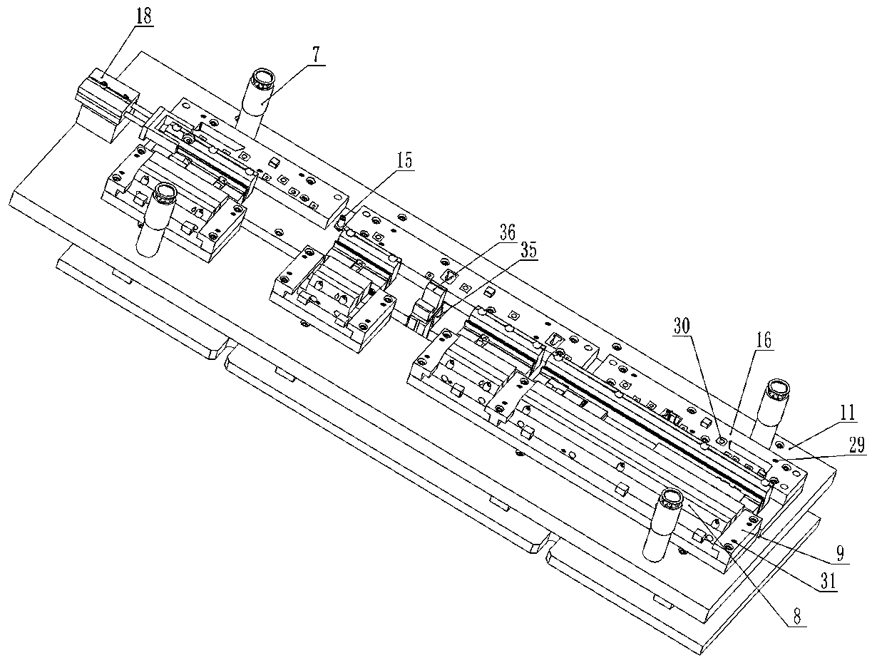 Stamping die for forming multi-profile surfaces of an automobile skylight guide rail and stamping method thereof