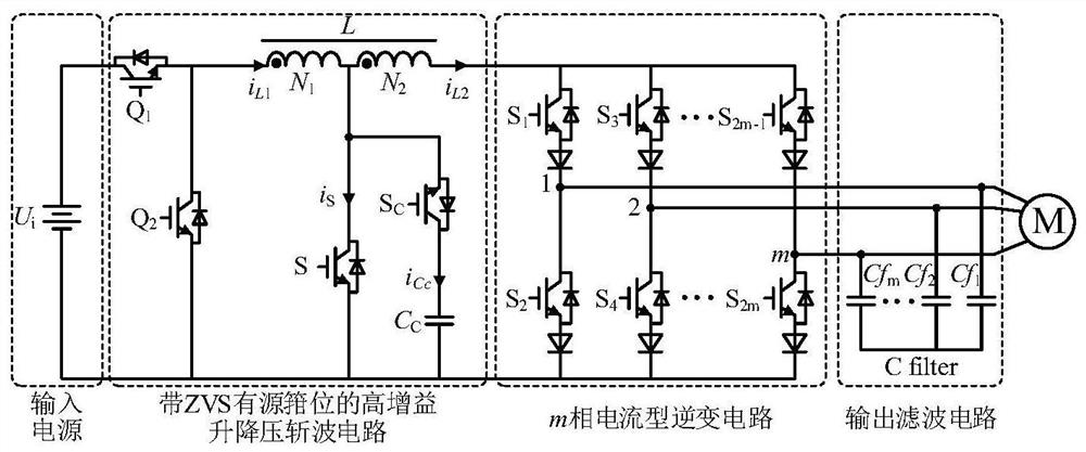 Current-type DC-AC converter for driving low-input-voltage motor and soft switching control thereof