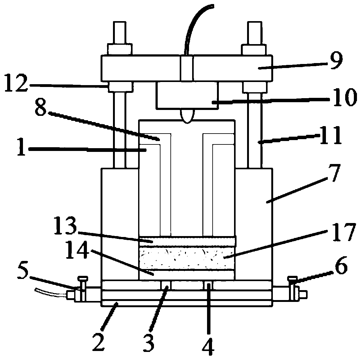 Osmotic pressure device and testing method used for high-pressure solid bentonite test