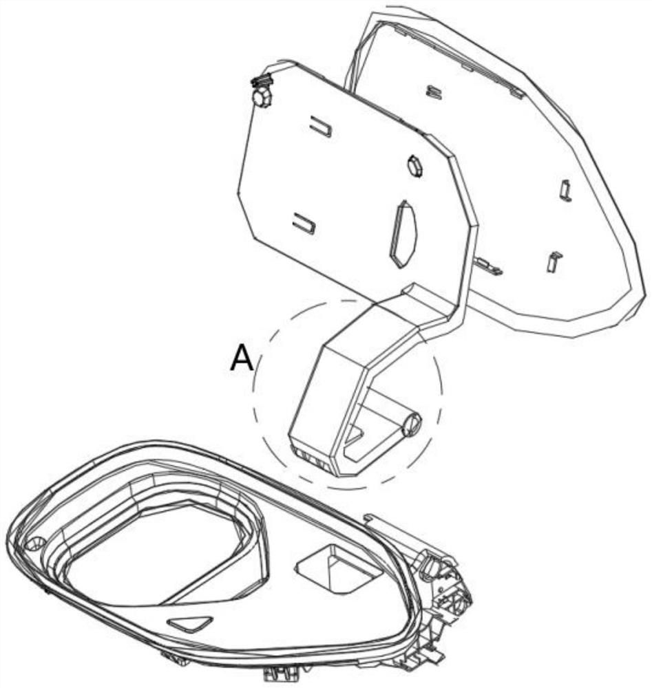 Hinge four-bar type charging port and oil filling port assembly