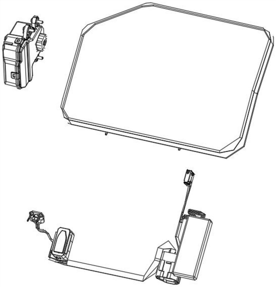 Hinge four-bar type charging port and oil filling port assembly