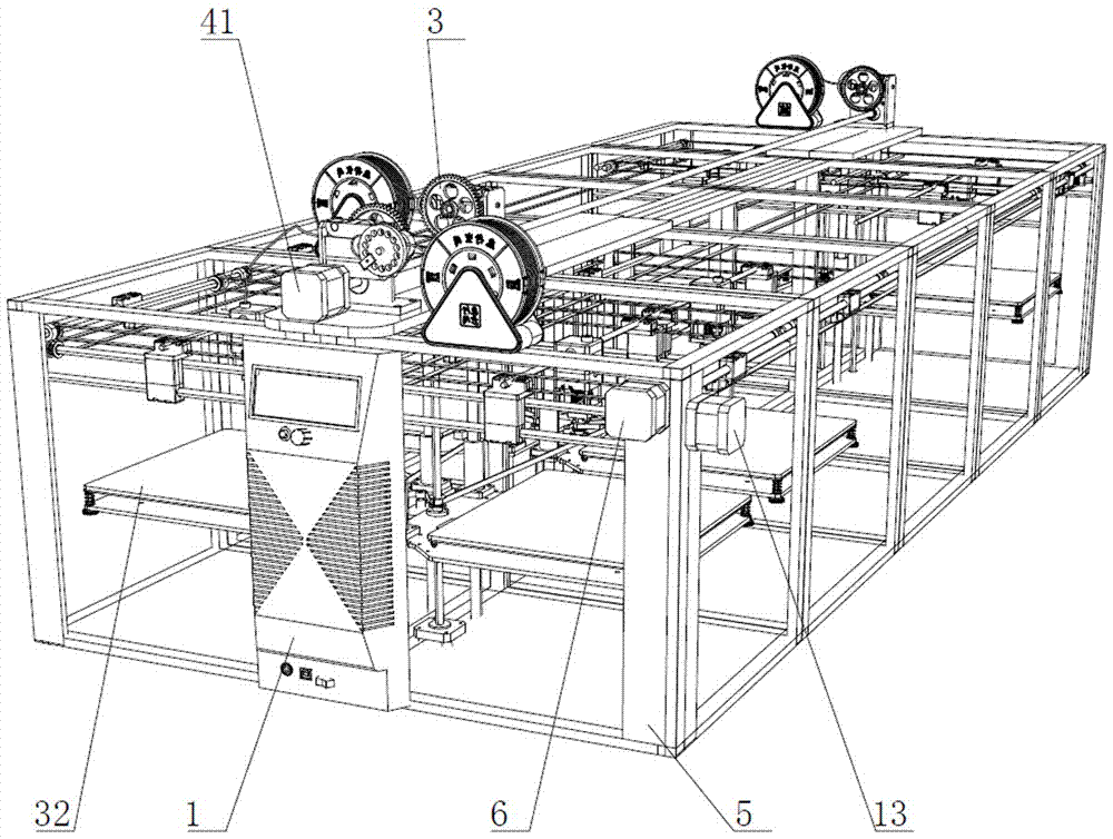 A kind of matrix type 3D printer and printing method thereof