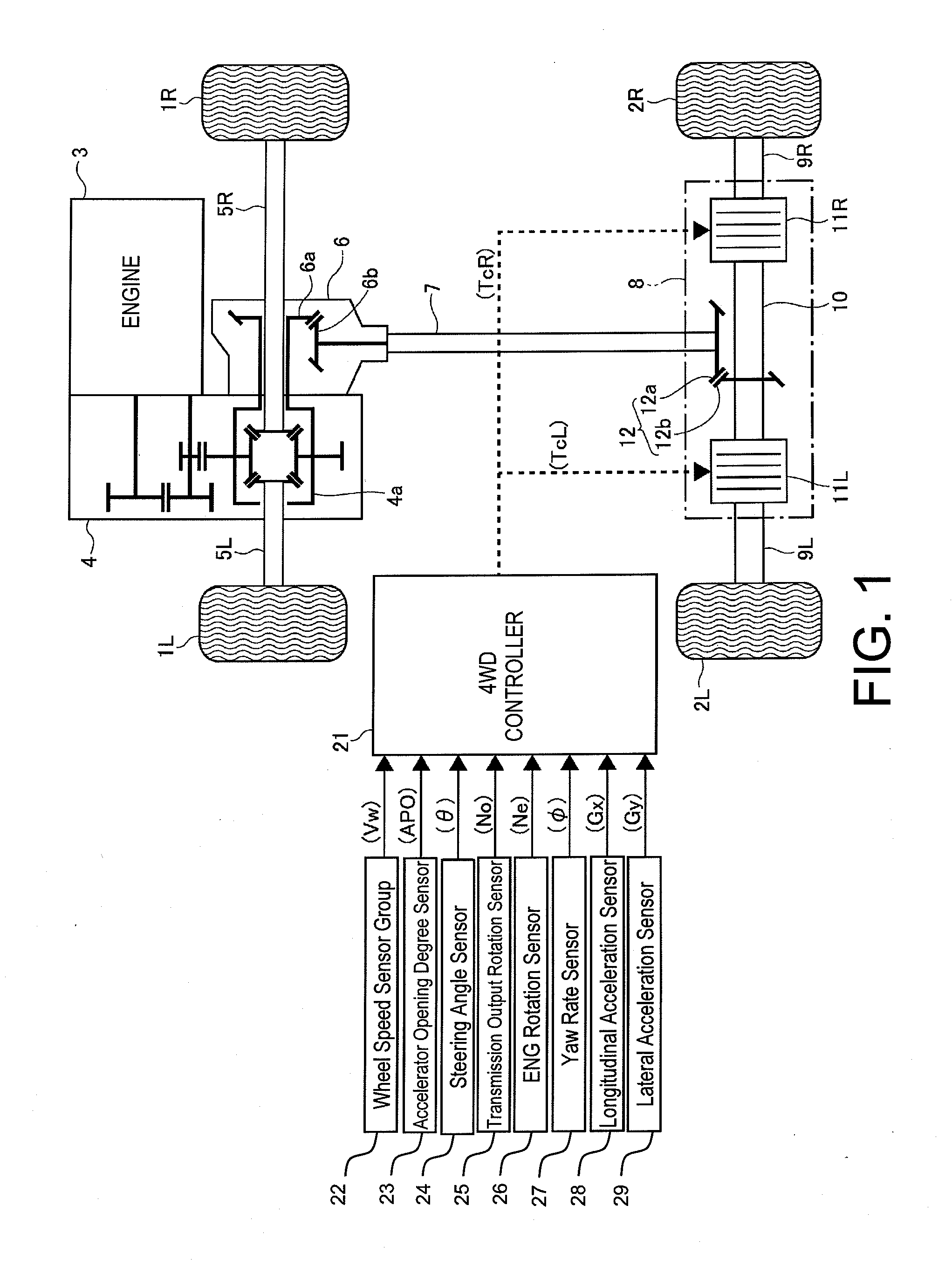 Left-right wheel drive force distribution control apparatus for a vehicle