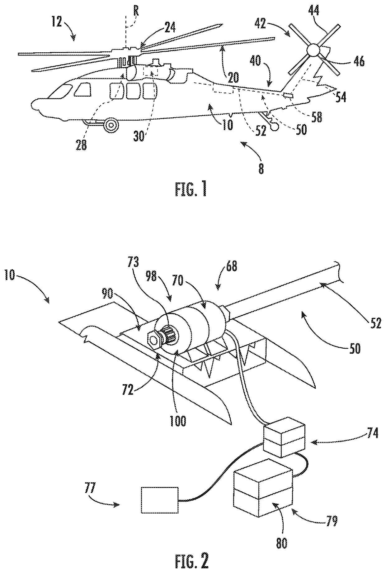 Tail rotor system including an electric motor