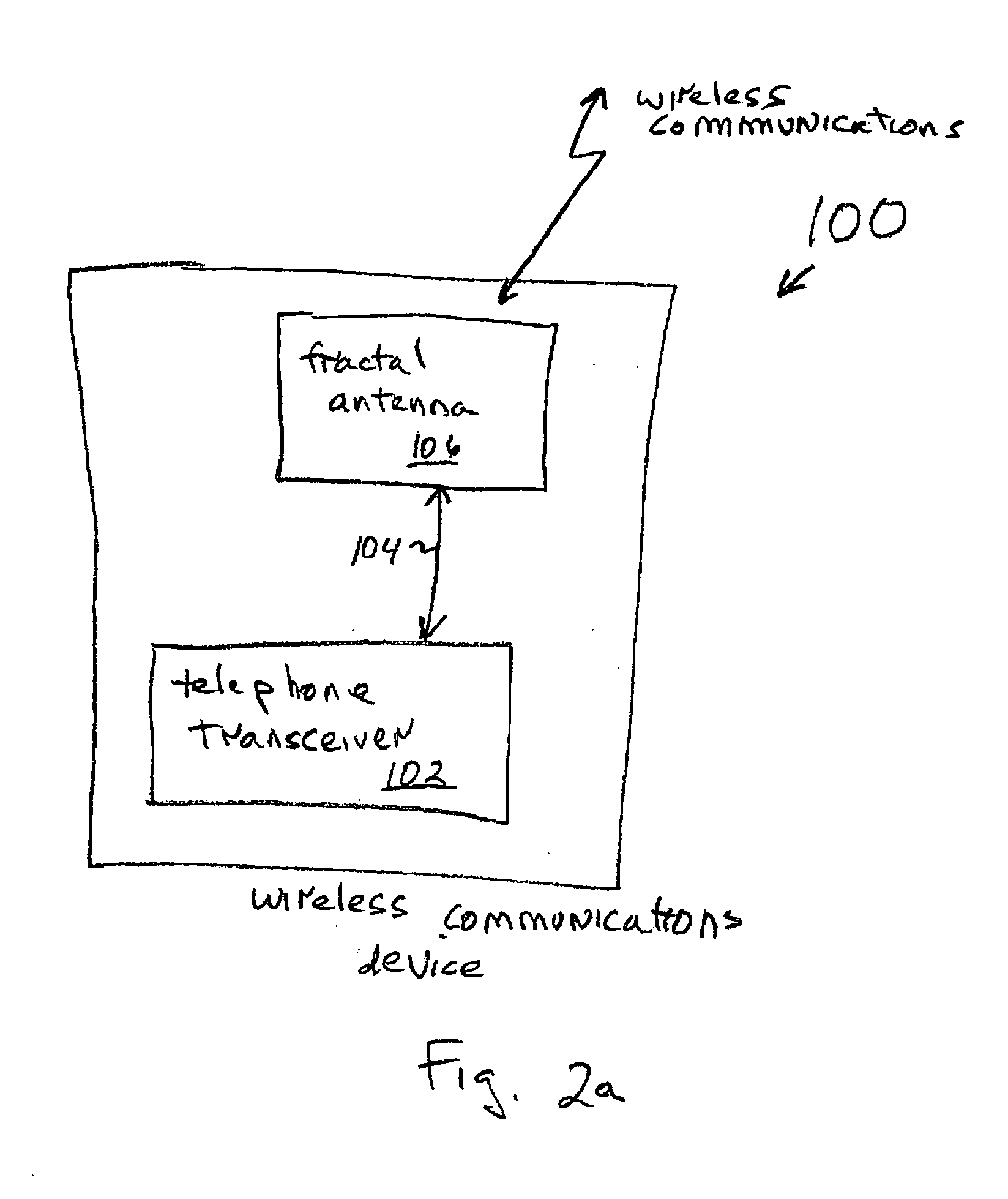 Wireless communications device pseudo-fractal antenna