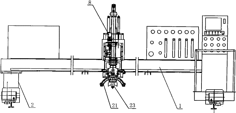 Numerical control plasma six-shaft five-linkage groove cutting machine