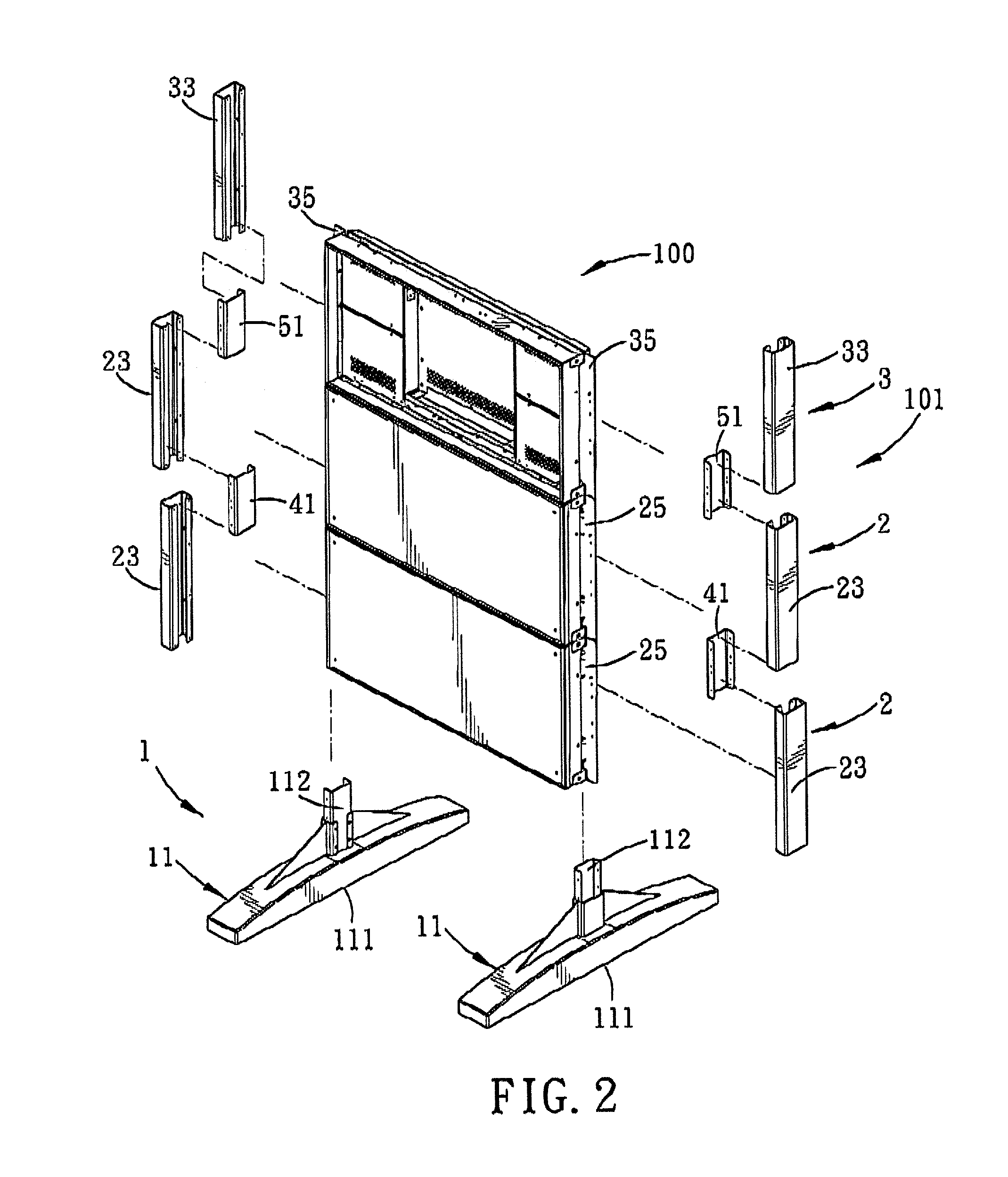 Modular display device having at least one display unit