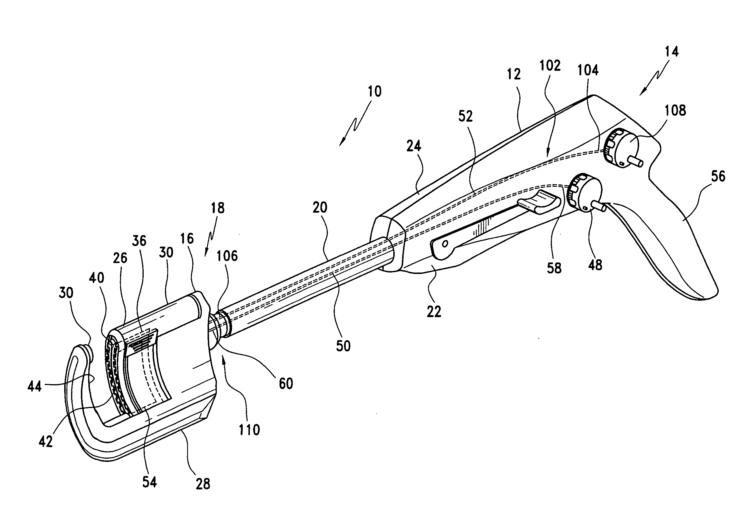 Rotating curved cutter stapler