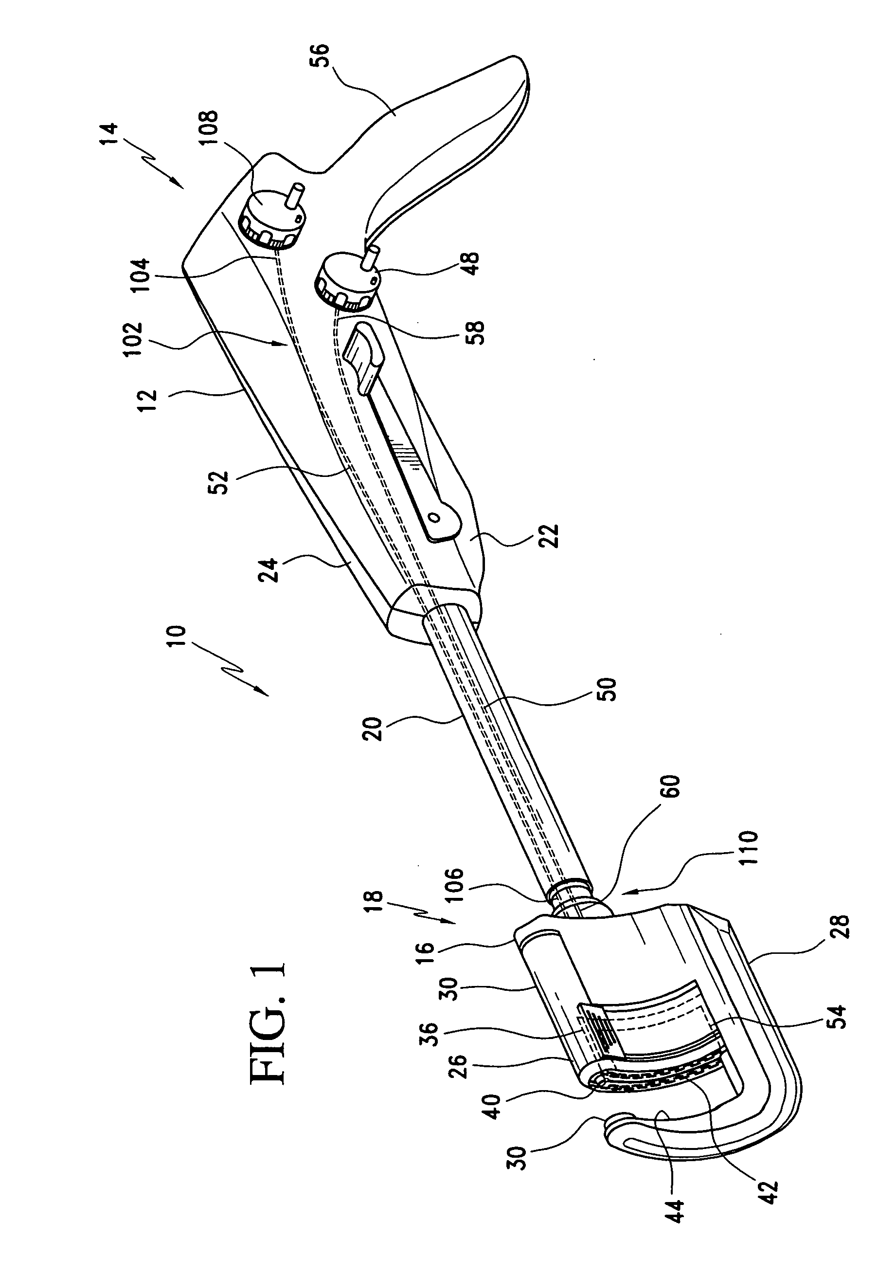 Rotating curved cutter stapler