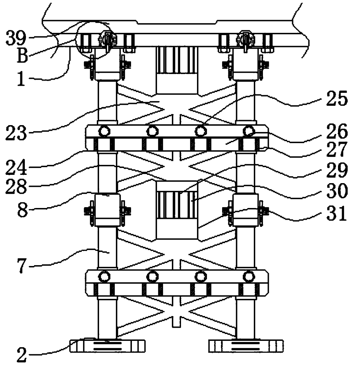 Building supporting frame structure