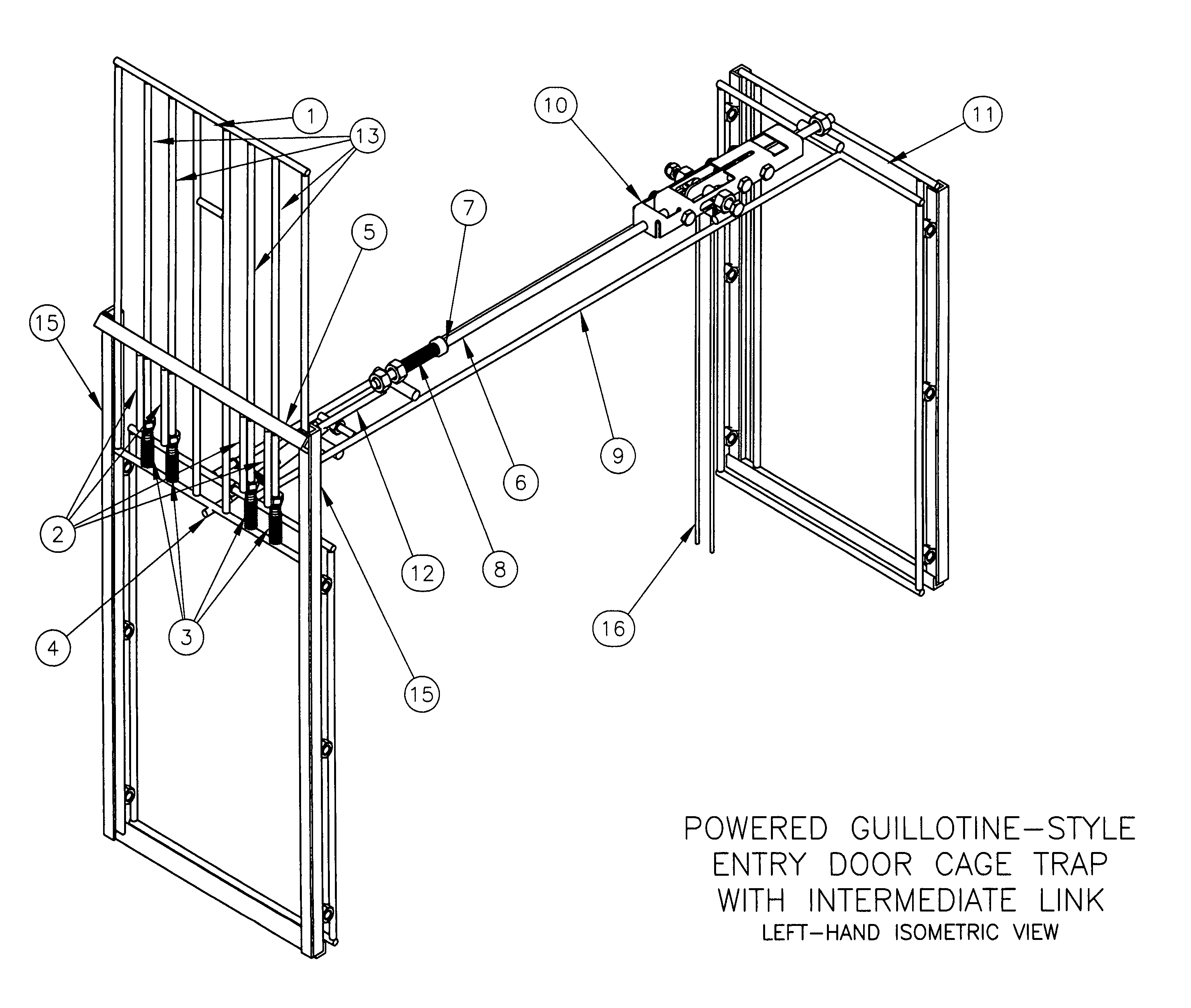 Advanced-powered sliding or guillotine door trap system for cage or corral-type animal traps