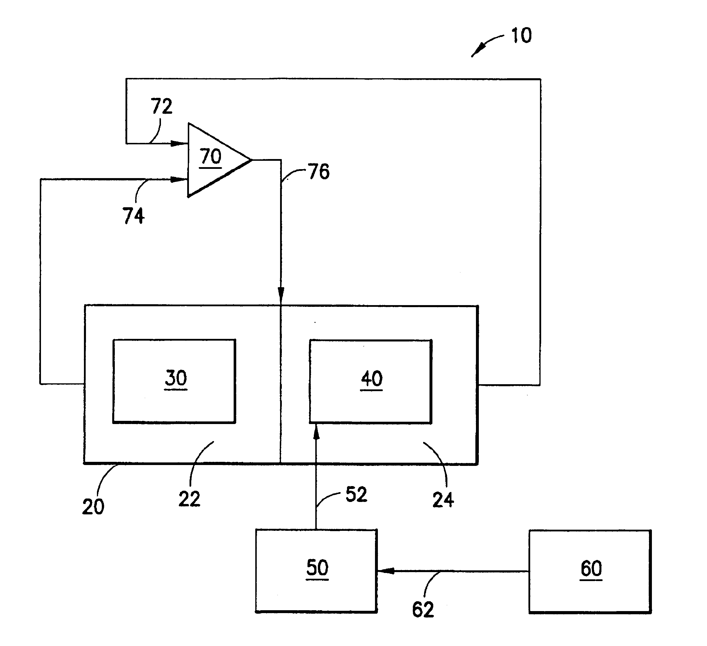 Fluid velocity sensor with heated element kept at a differential temperature above the temperature of a fluid