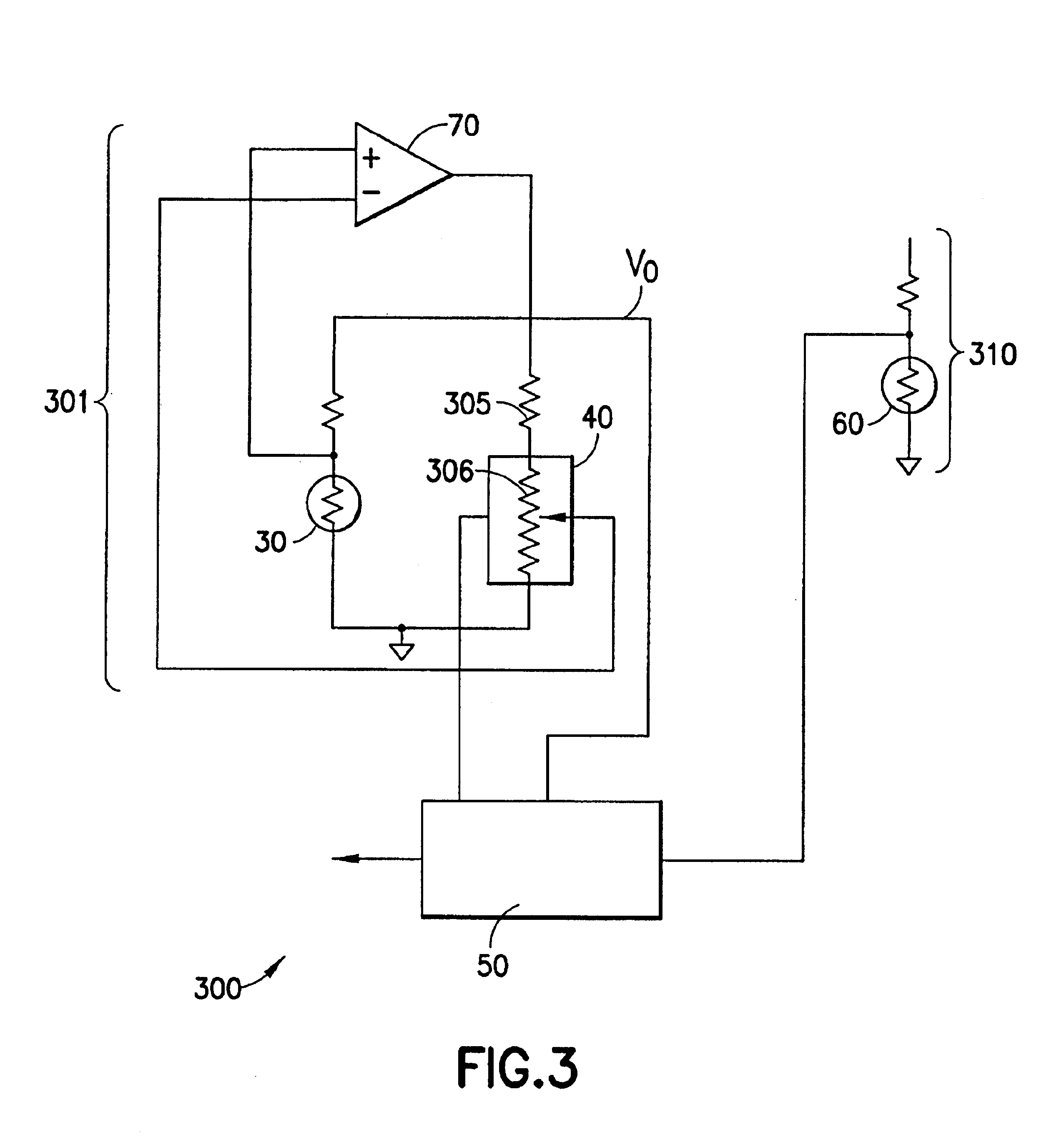 Fluid velocity sensor with heated element kept at a differential temperature above the temperature of a fluid