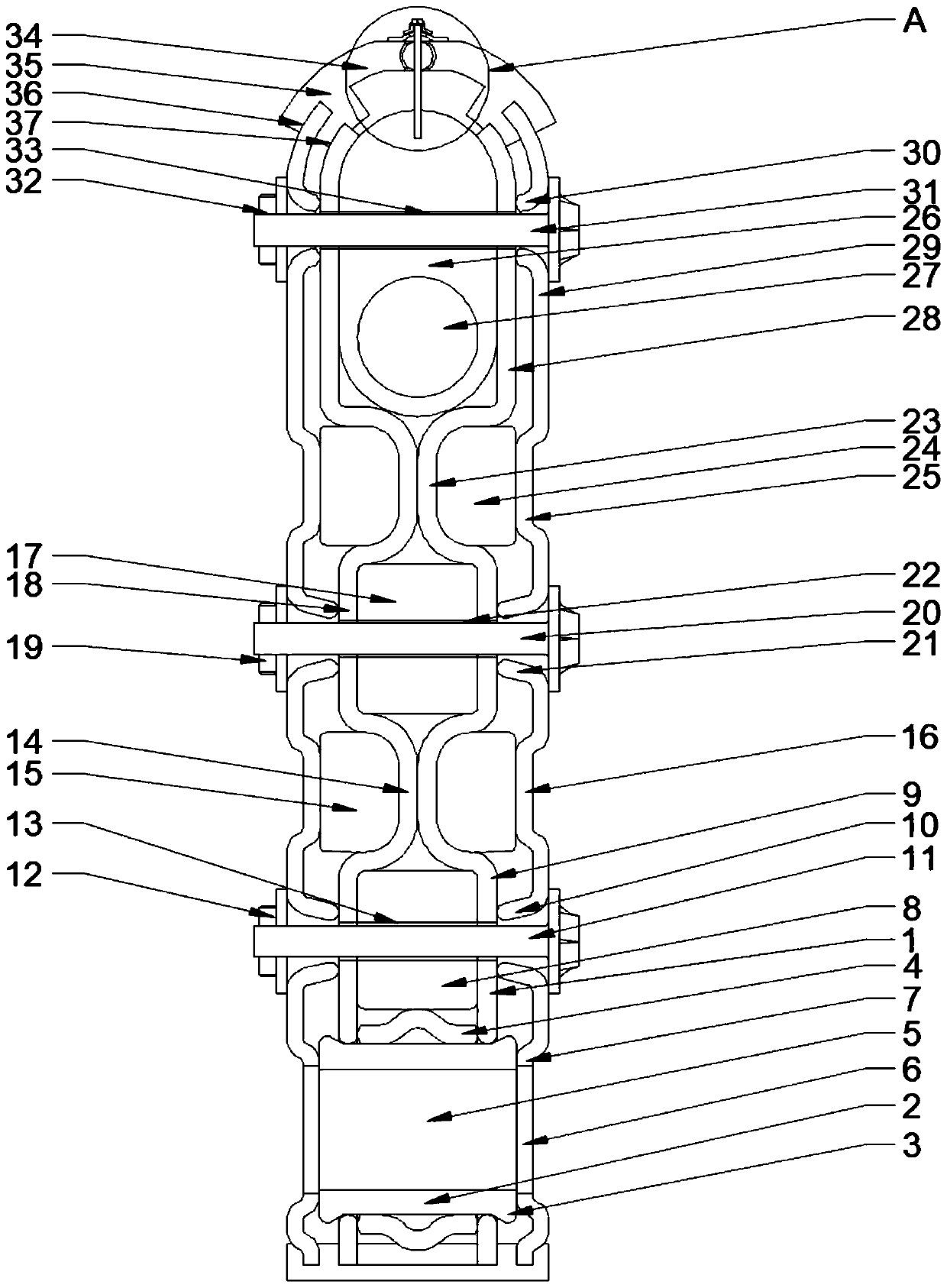 An integrated stamping swing arm with damping energy-absorbing mechanism