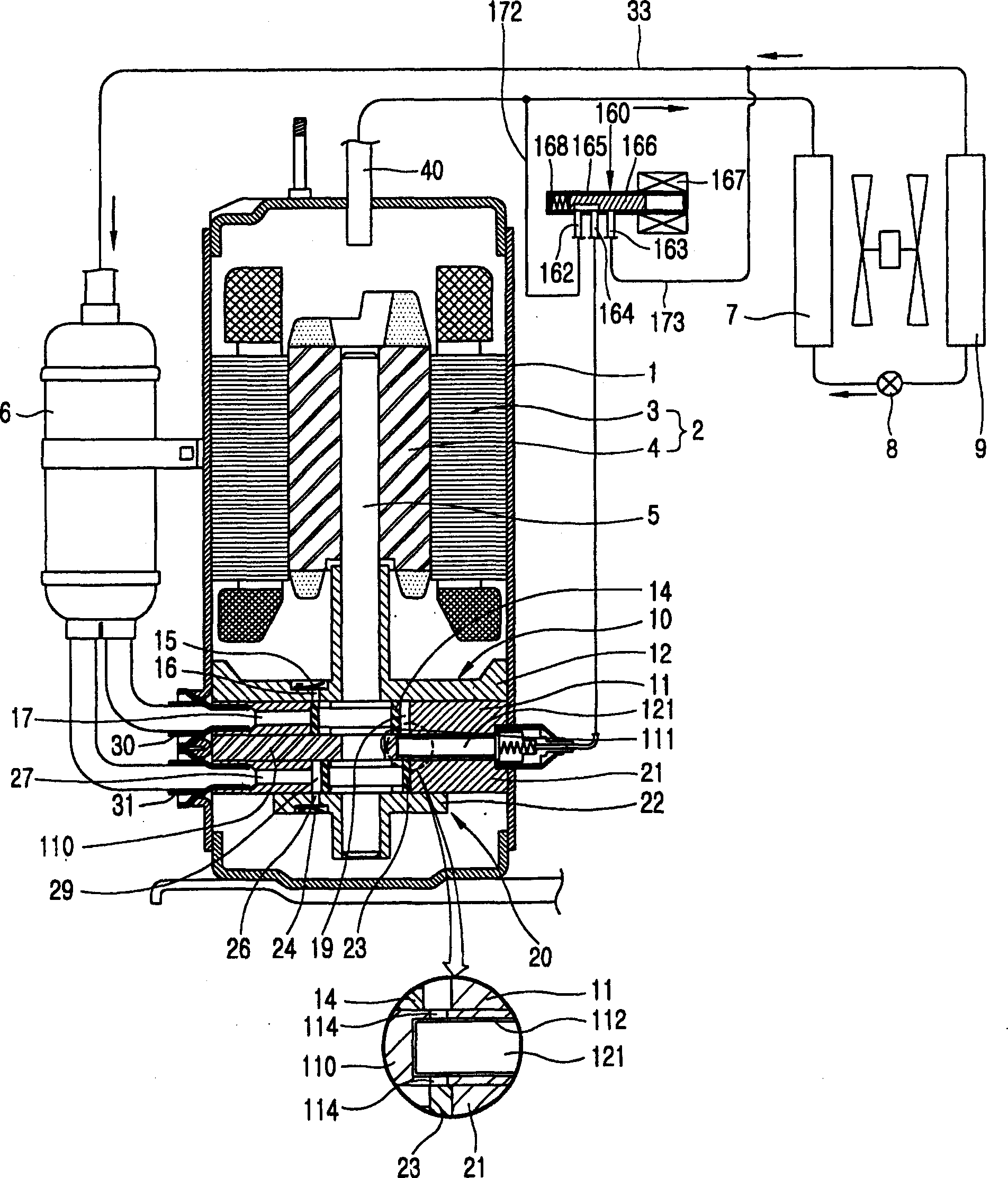 Apparatus for changing capacity of multi-stage rotary compressor