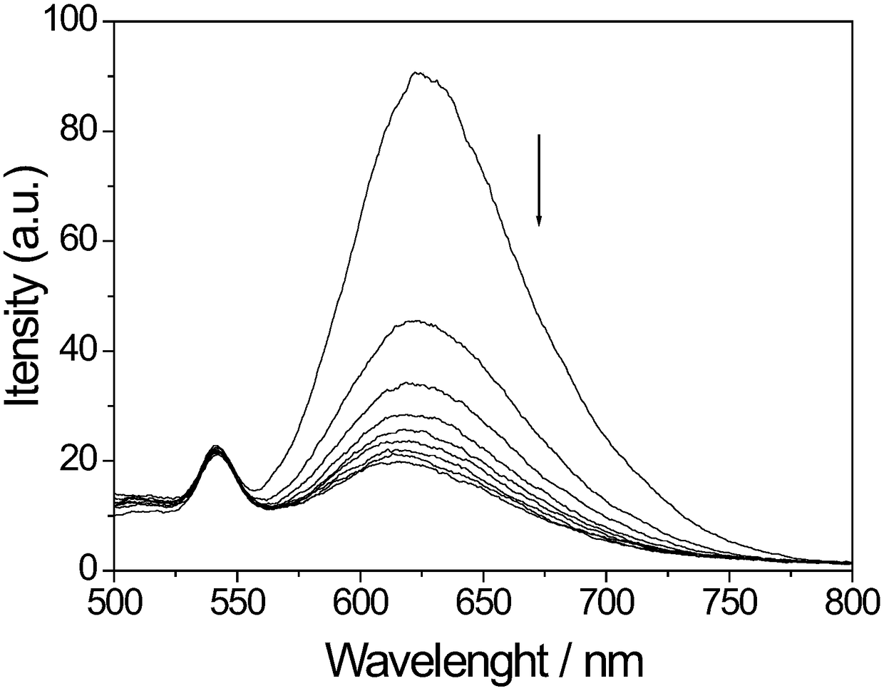 Ruthenium complex fluorescence probe, preparation method and application