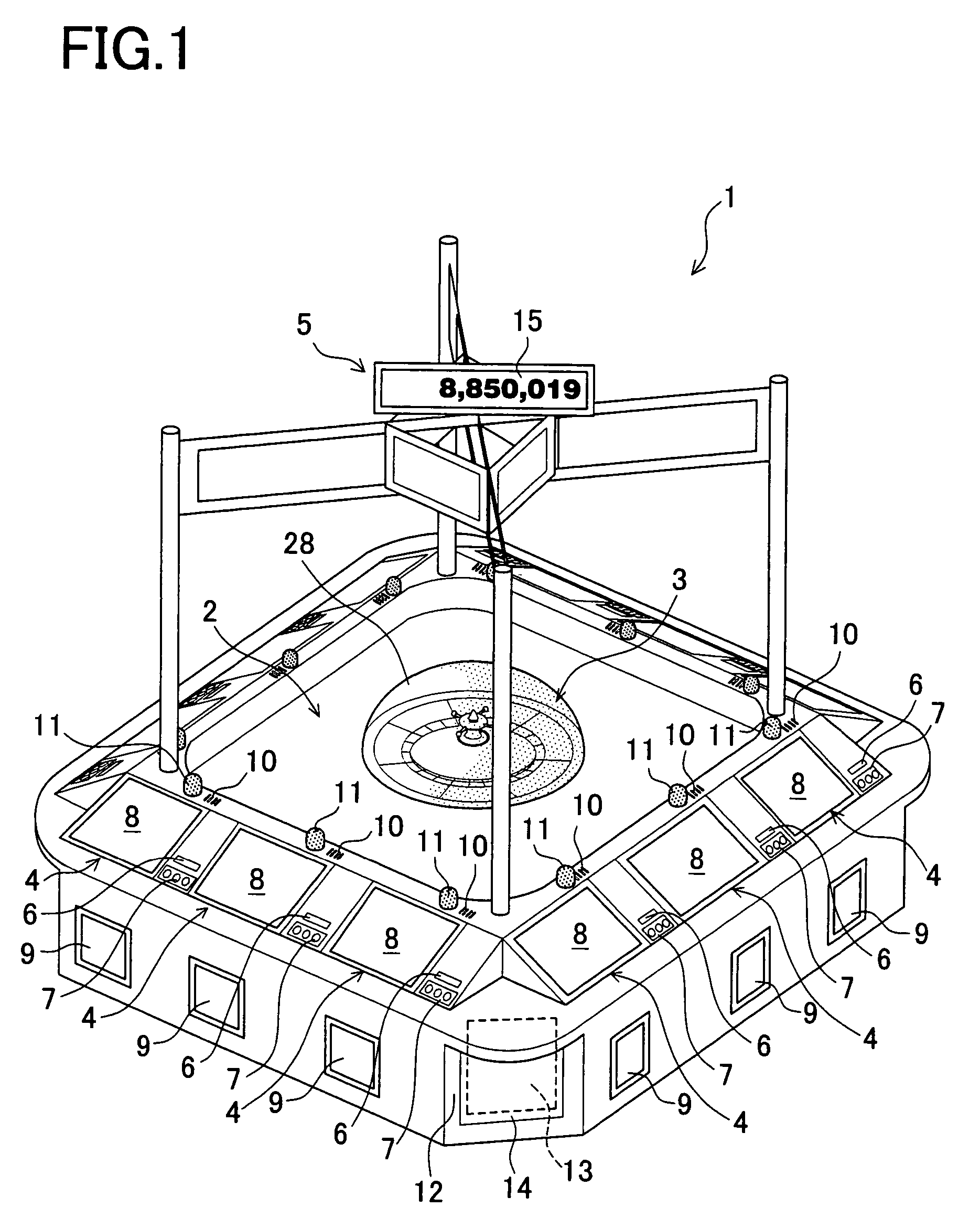 Gaming machine including a wheel and a processor to specify a pocket of the wheel