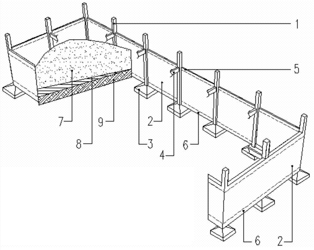 Combined stress foundation-less steel concrete retaining wall