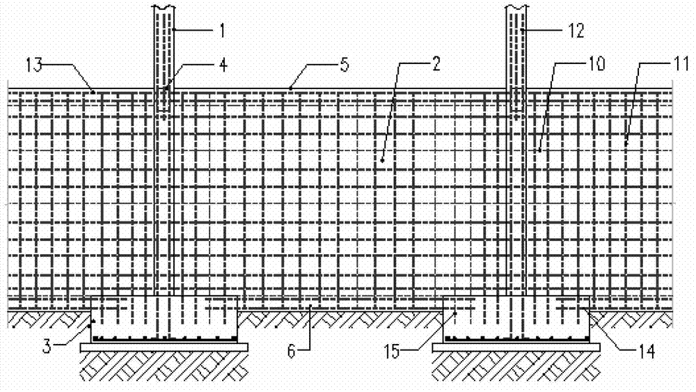 Combined stress foundation-less steel concrete retaining wall