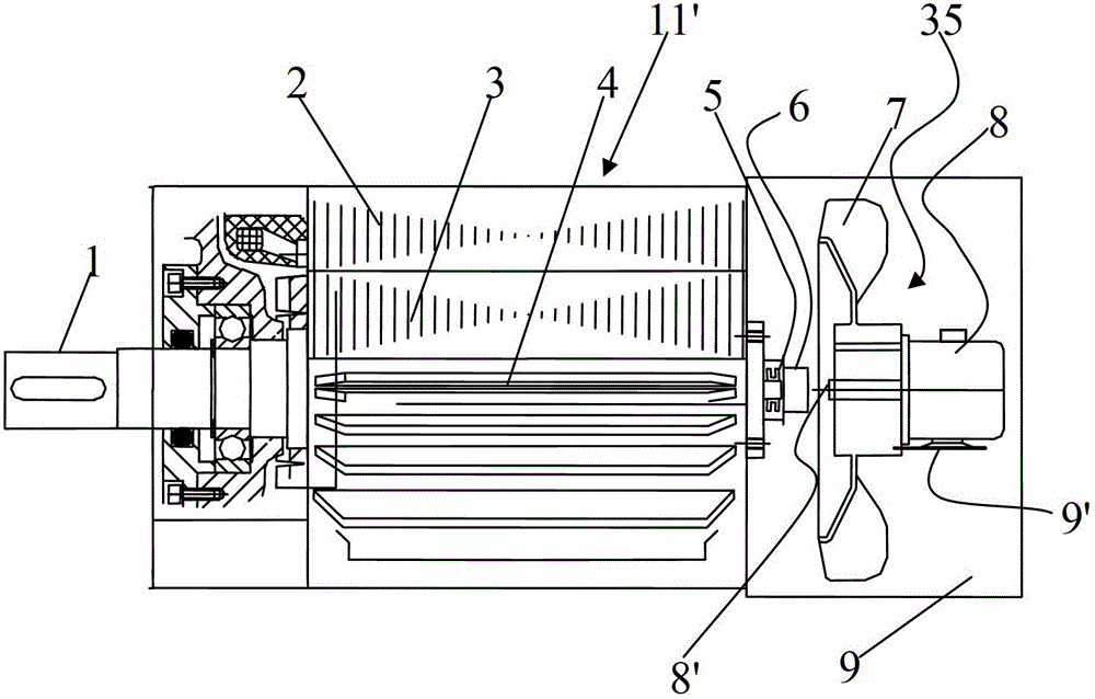 Ventilation cooling device for AC motor