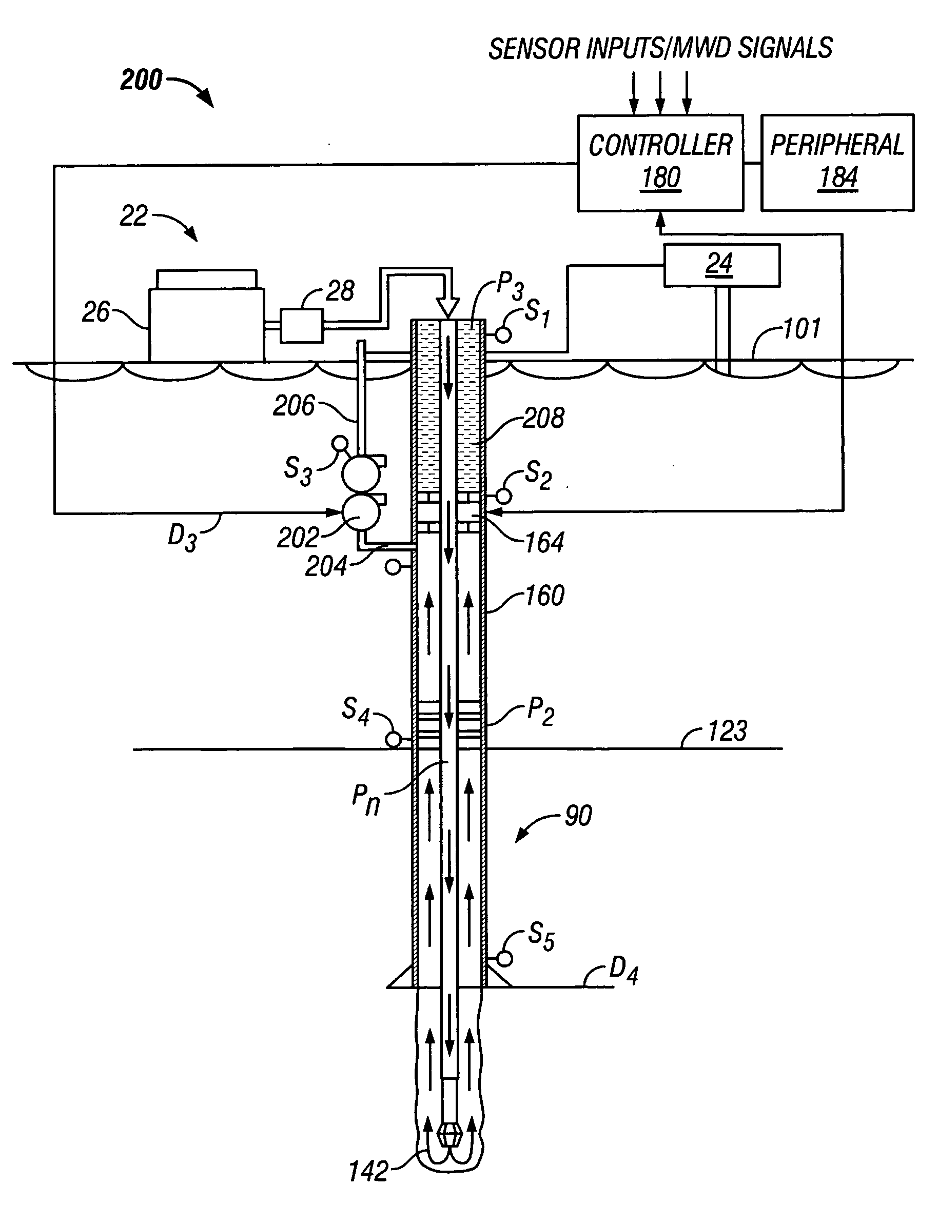 Drilling system and method for controlling equivalent circulating density during drilling of wellbores