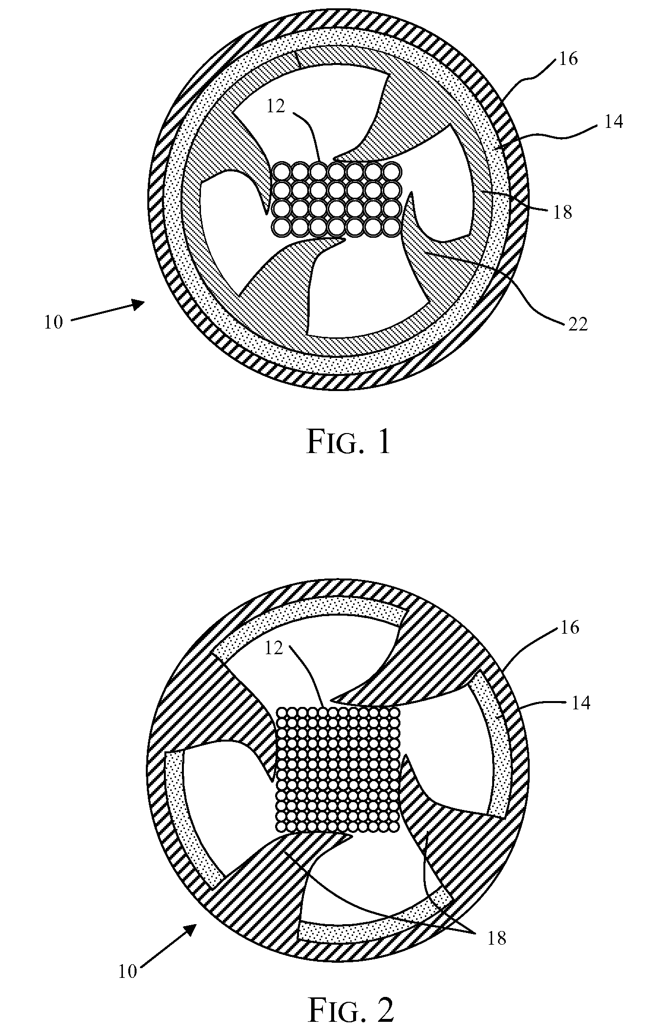 Optical fiber cable having raised coupling supports
