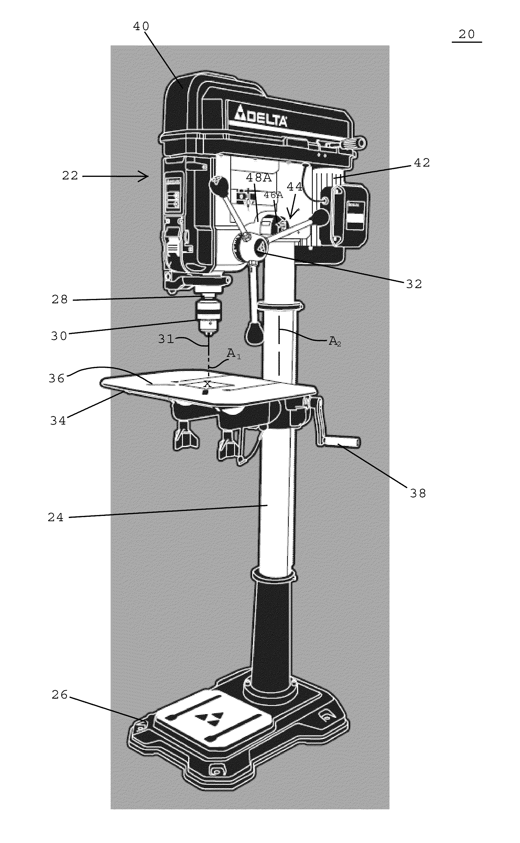 Drill presses having laser alignment systems and methods therefor
