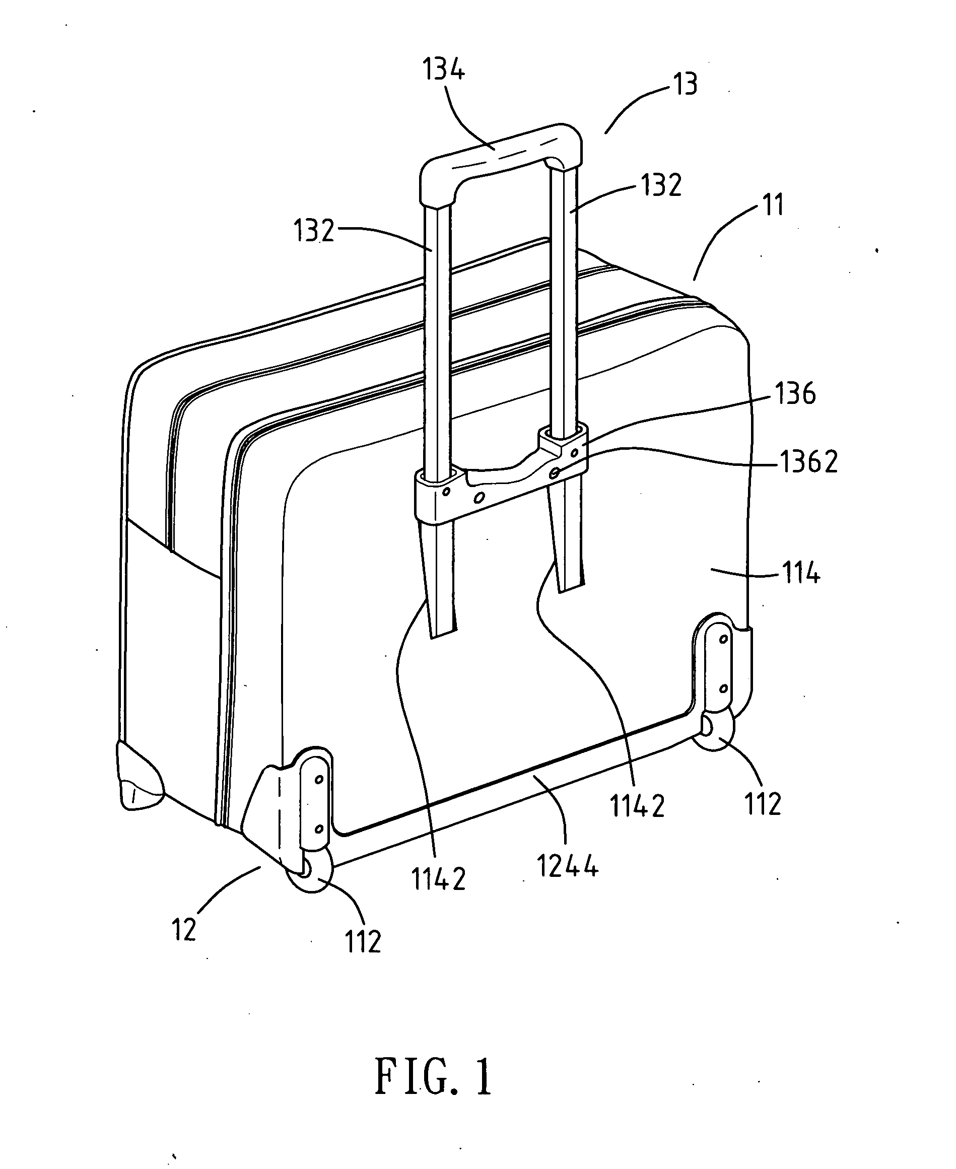 Suitcase with pull rod unit