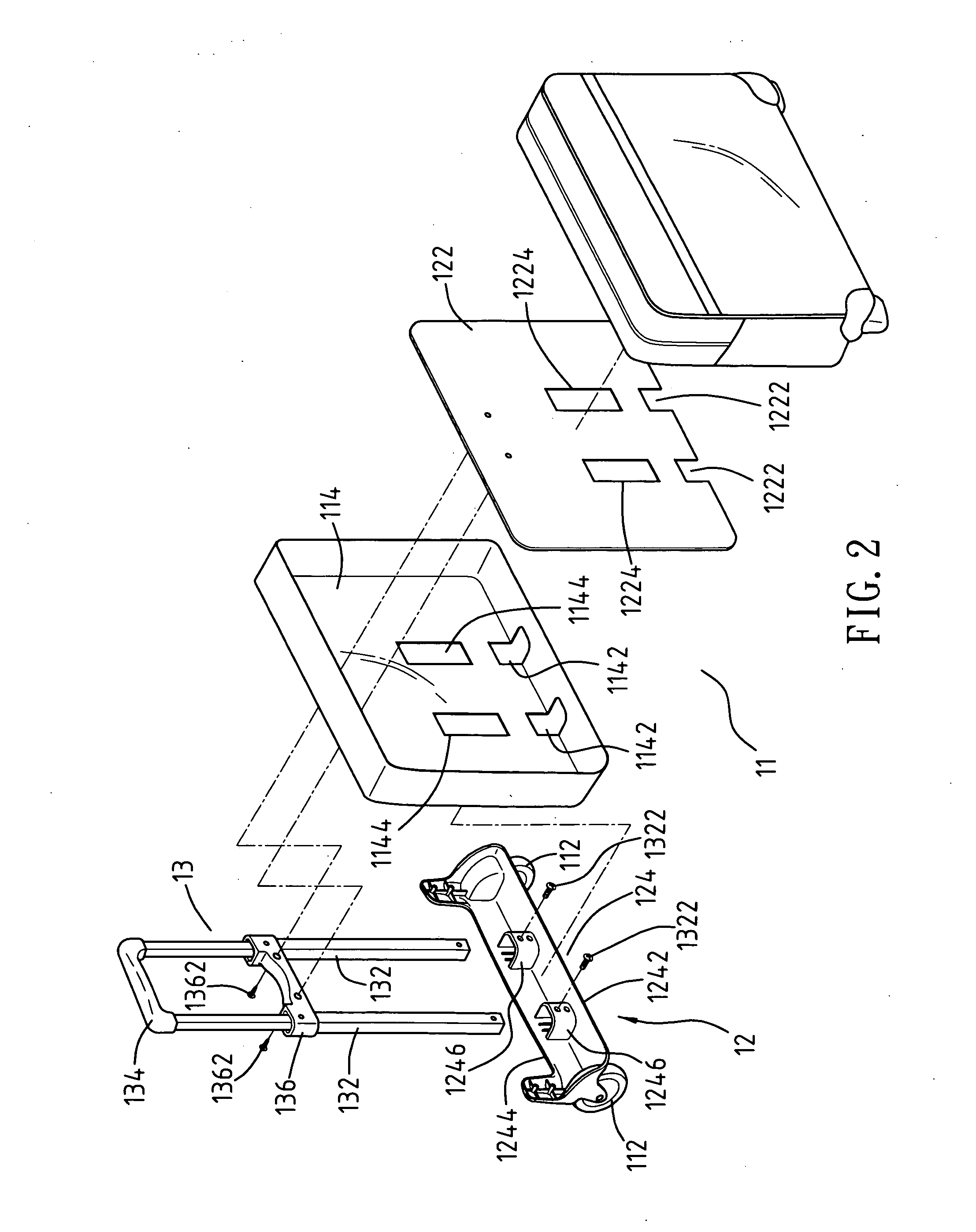 Suitcase with pull rod unit