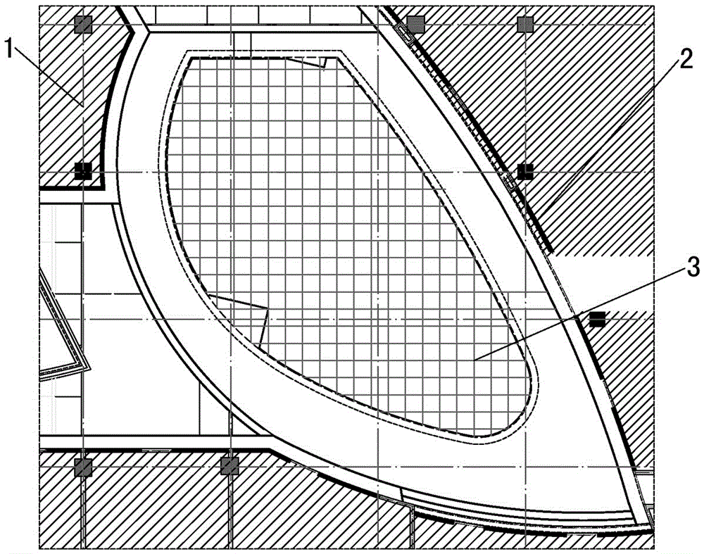 Arc rail armrest positioning line laying and template construction method