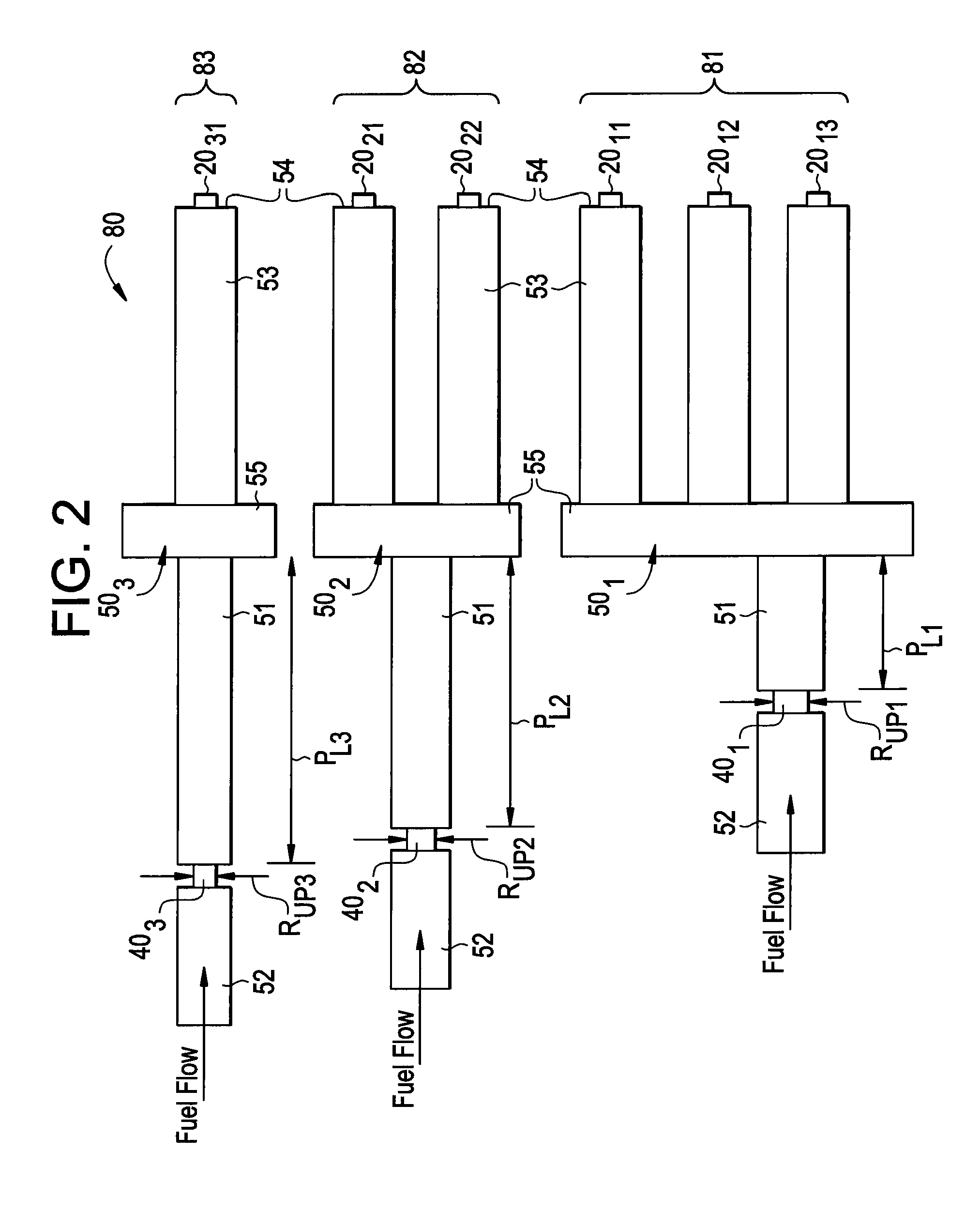 FUEL SYSTEM ACOUSTIC FEATURE TO MITIGATE COMBUSTION DYNAMICS FOR MULTI-NOZZLE DRY LOW Nox COMBUSTION SYSTEM AND METHOD