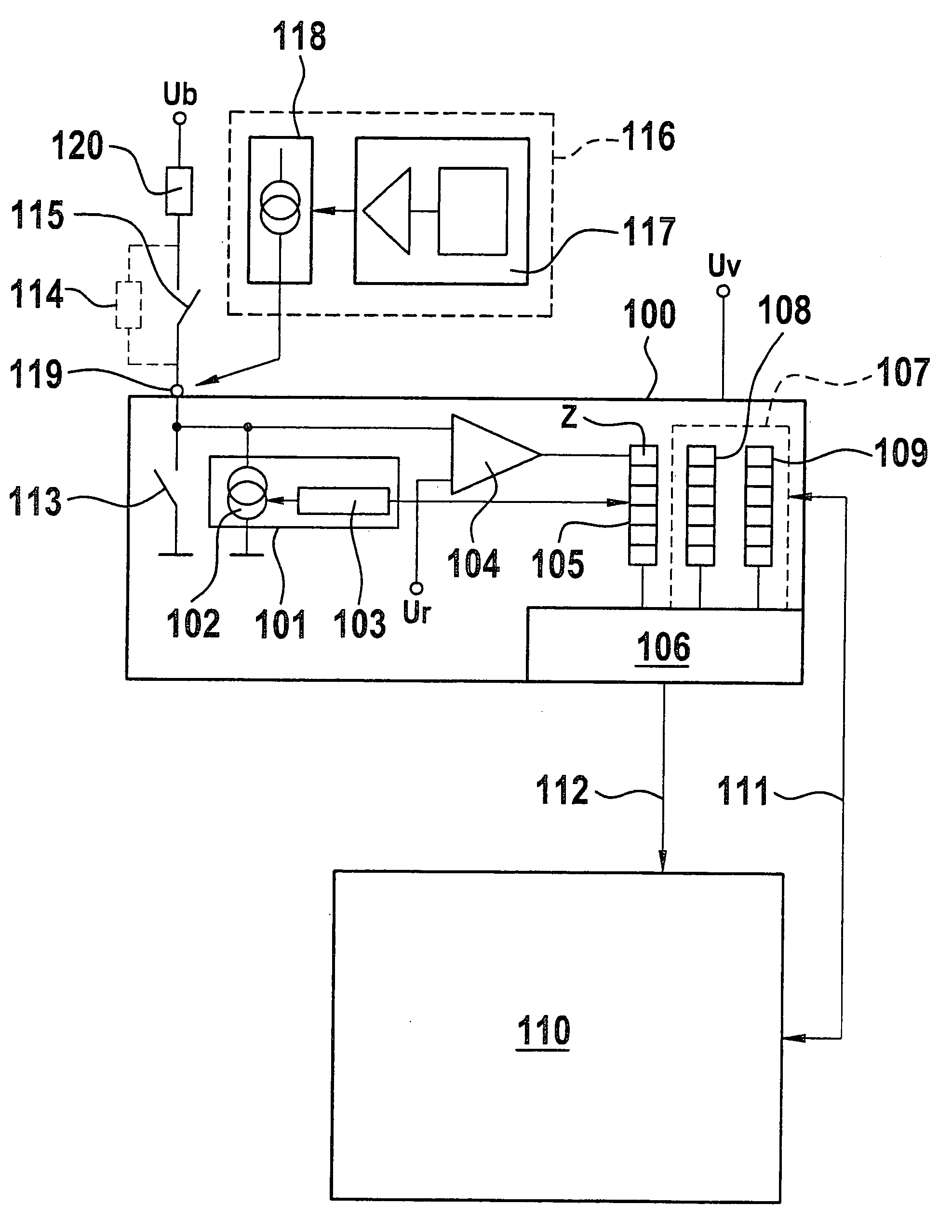 Circuit and method for the input of a start signal for a controller