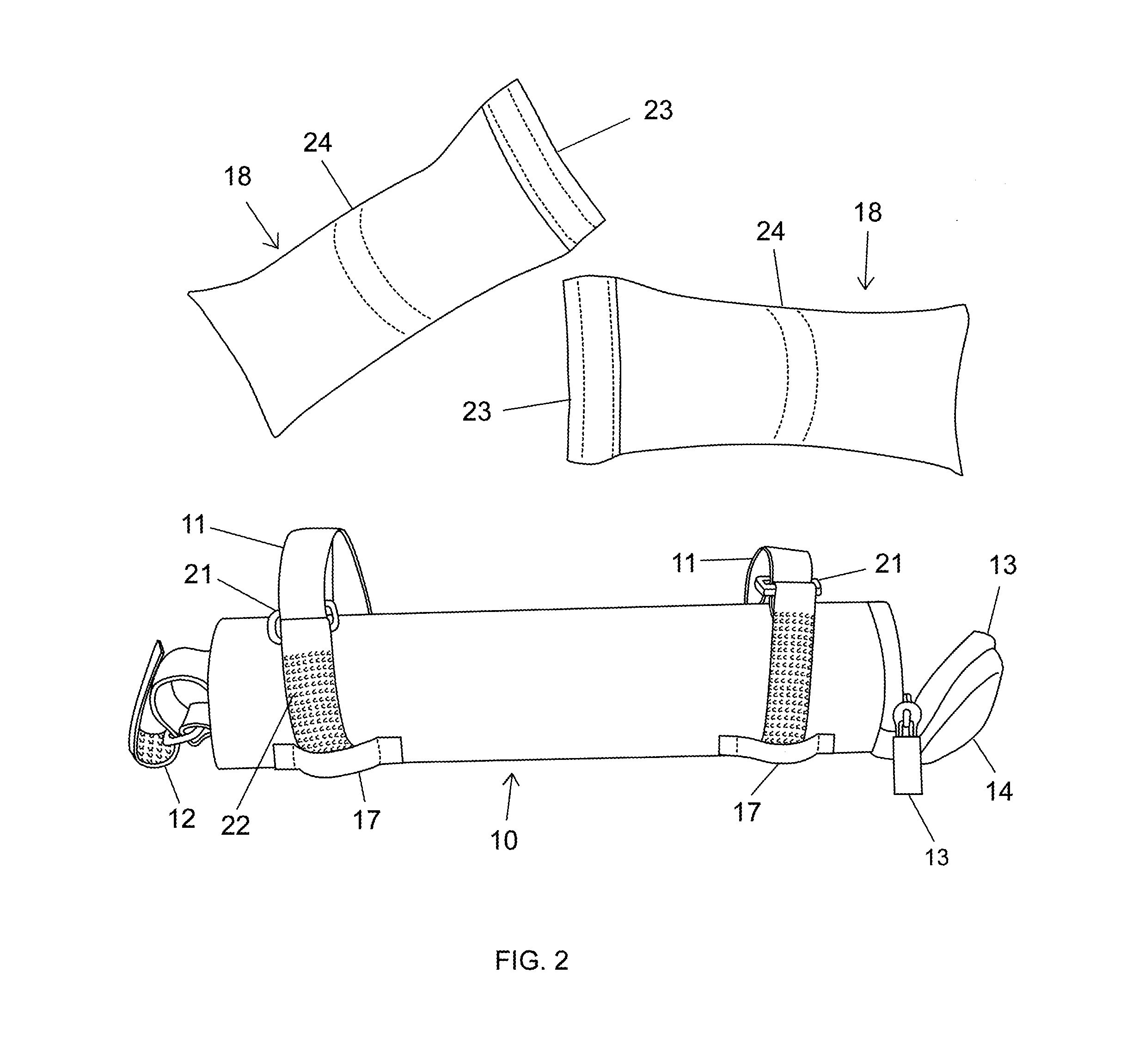 Case with weights for adding weight to a bicycle