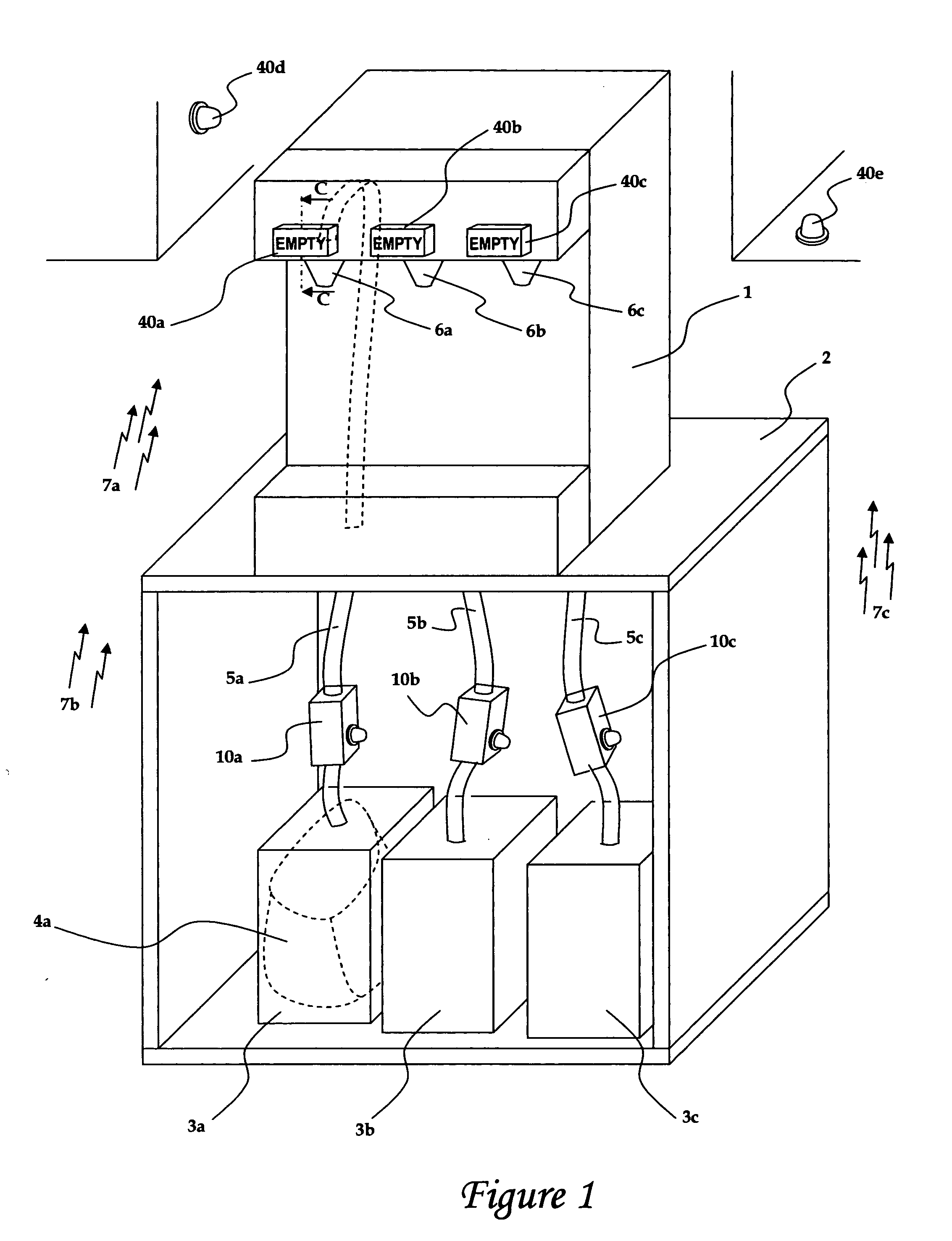 Air-in-line detector with warning device