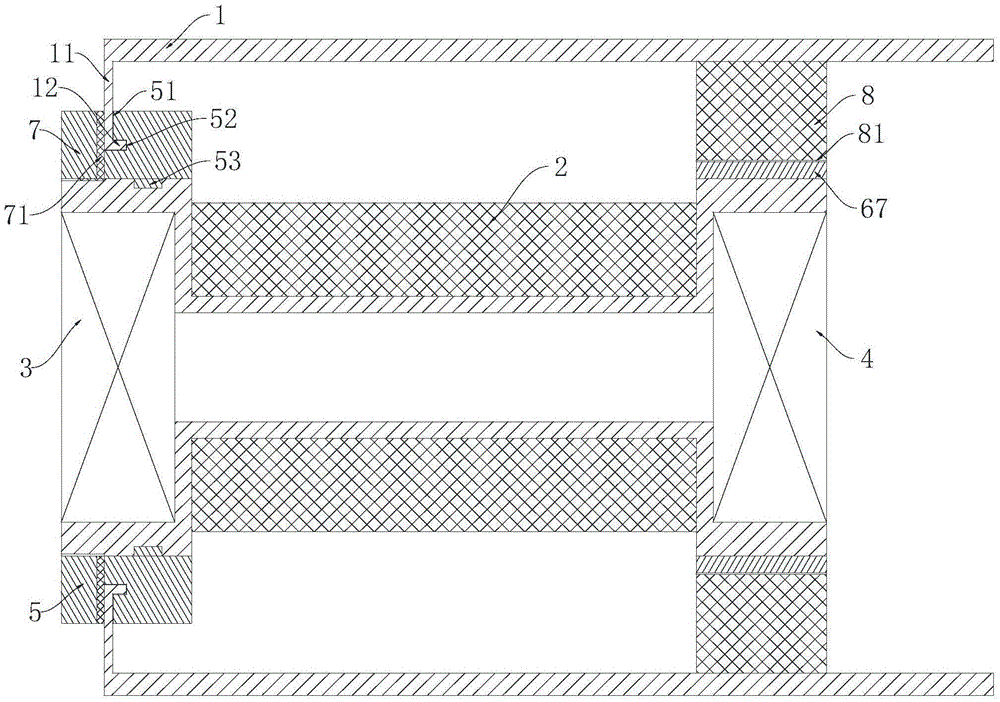 Stator provided with metal support framework