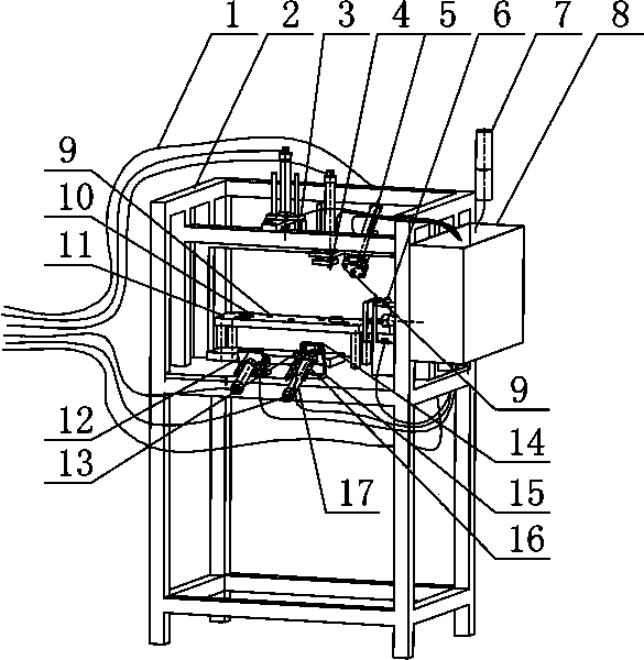 Detection device for metal embedded pieces of plastic intake manifold
