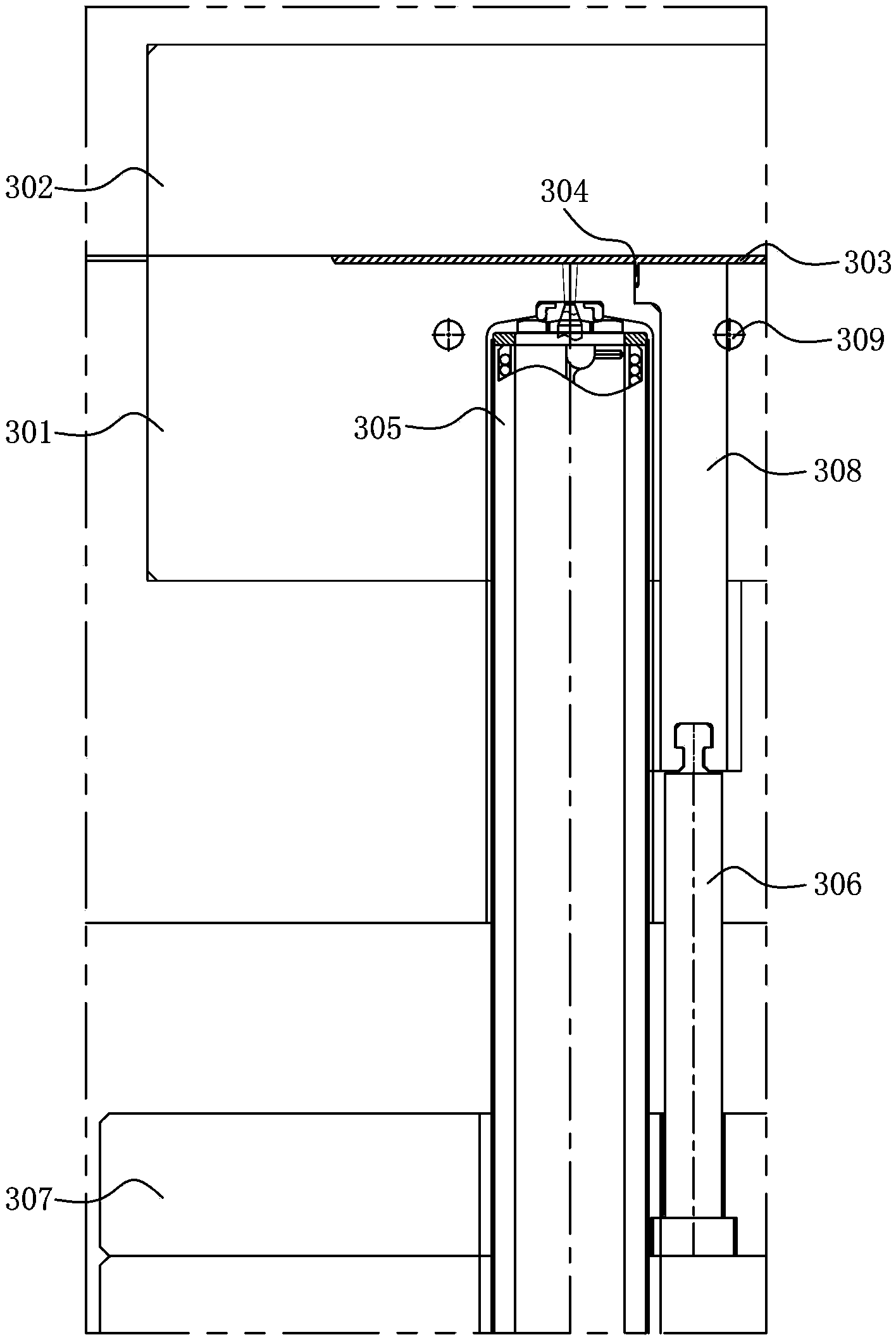 Rib strip ejection structure above hot runner