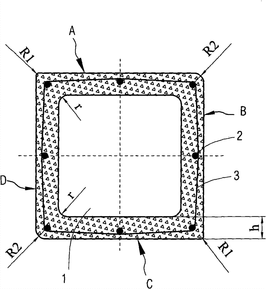 Concrete pre-stress hollow square pile and molding method thereof