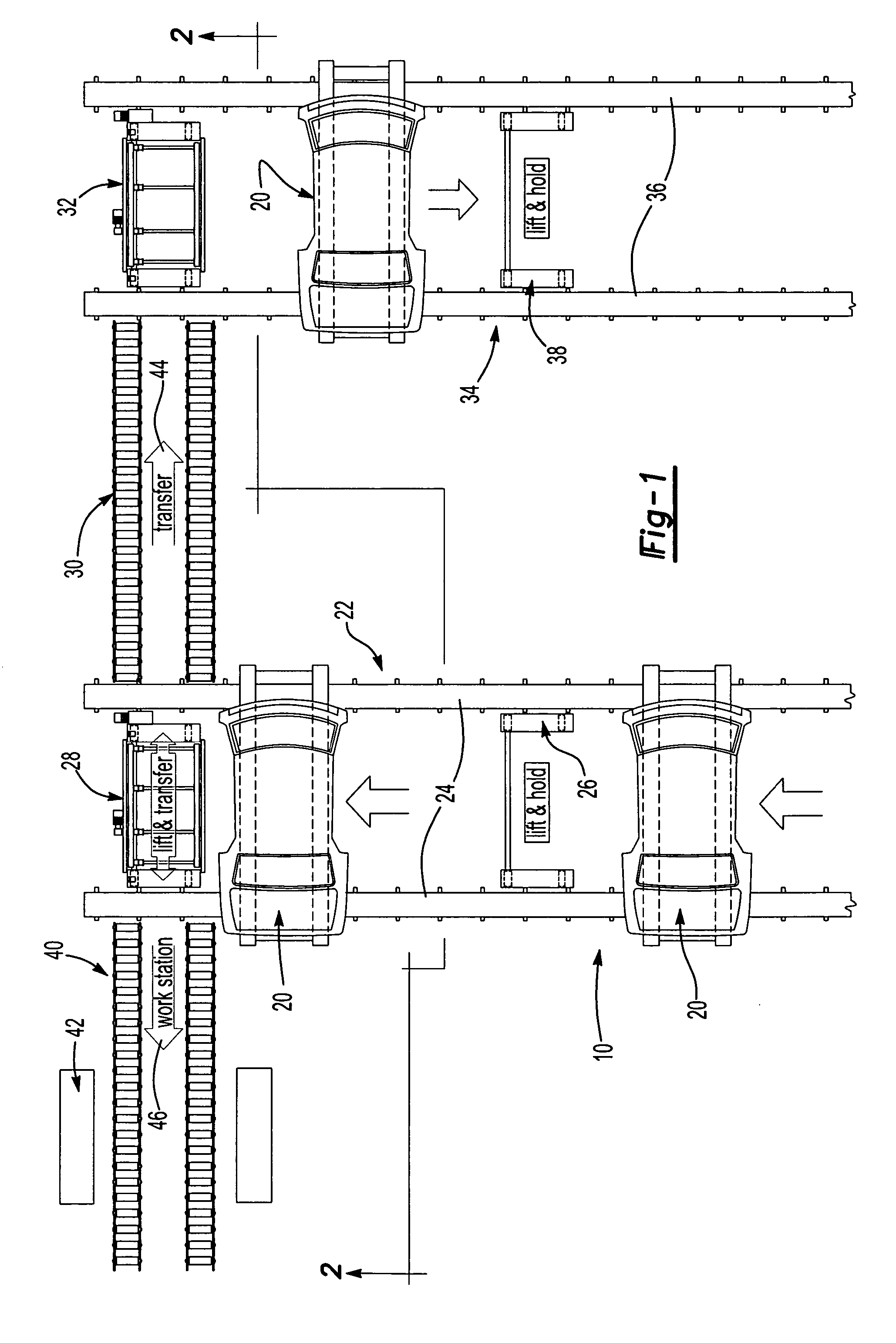Conveyor system and method of conveying elements