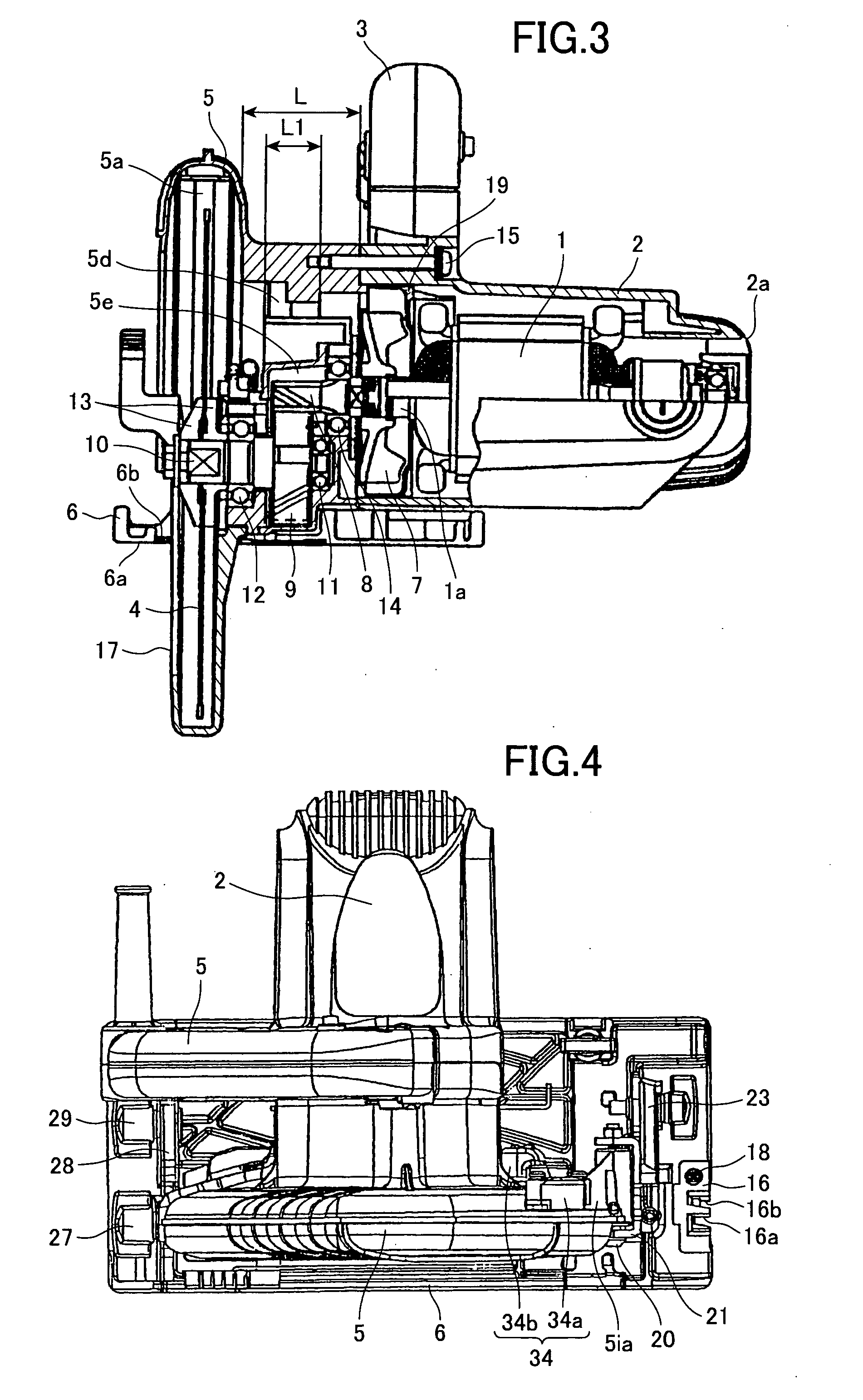 Portable electric cutting device with blower mechanism