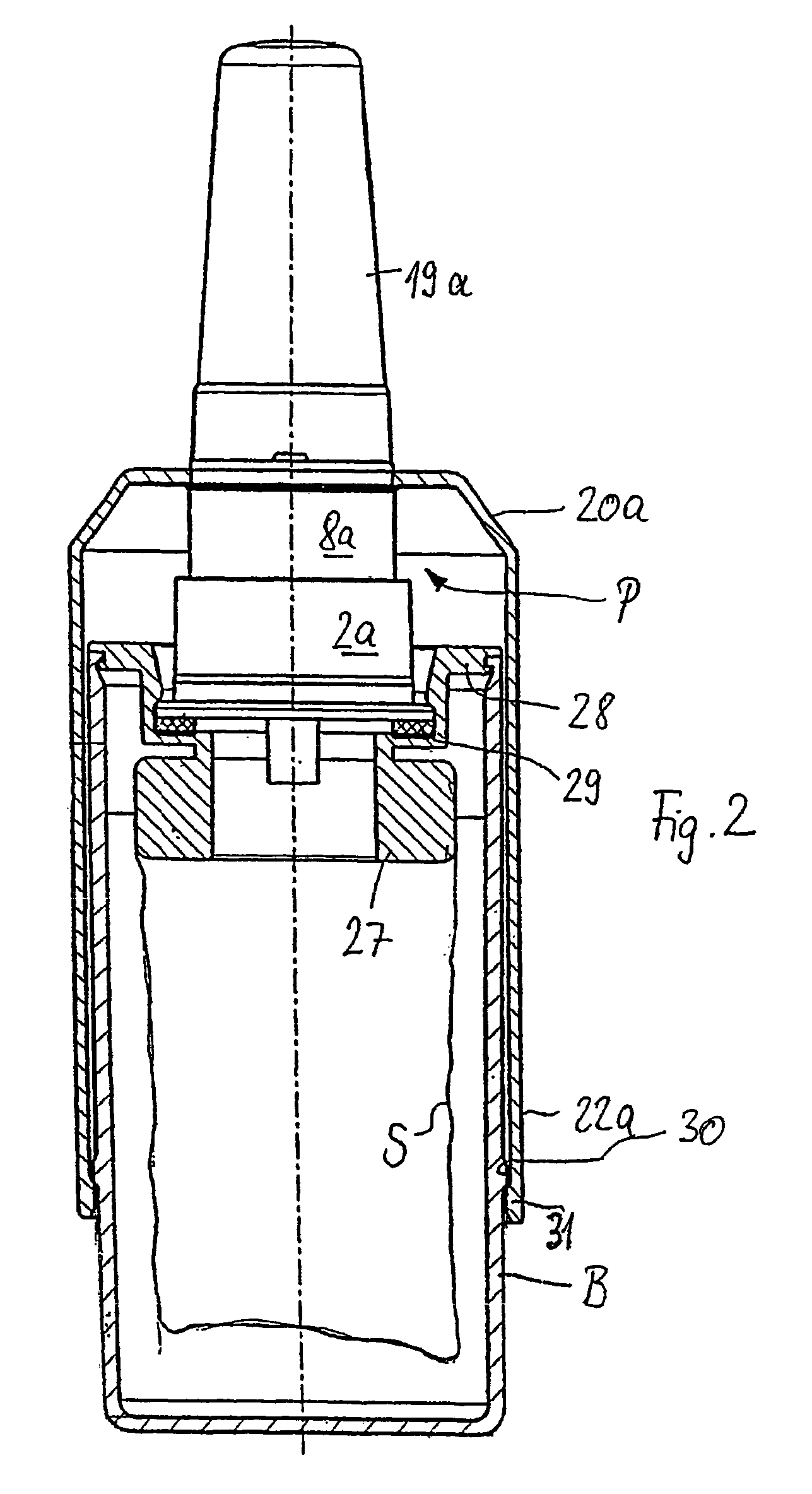 Dosing device comprising a medium reservoir and corresponding pump device