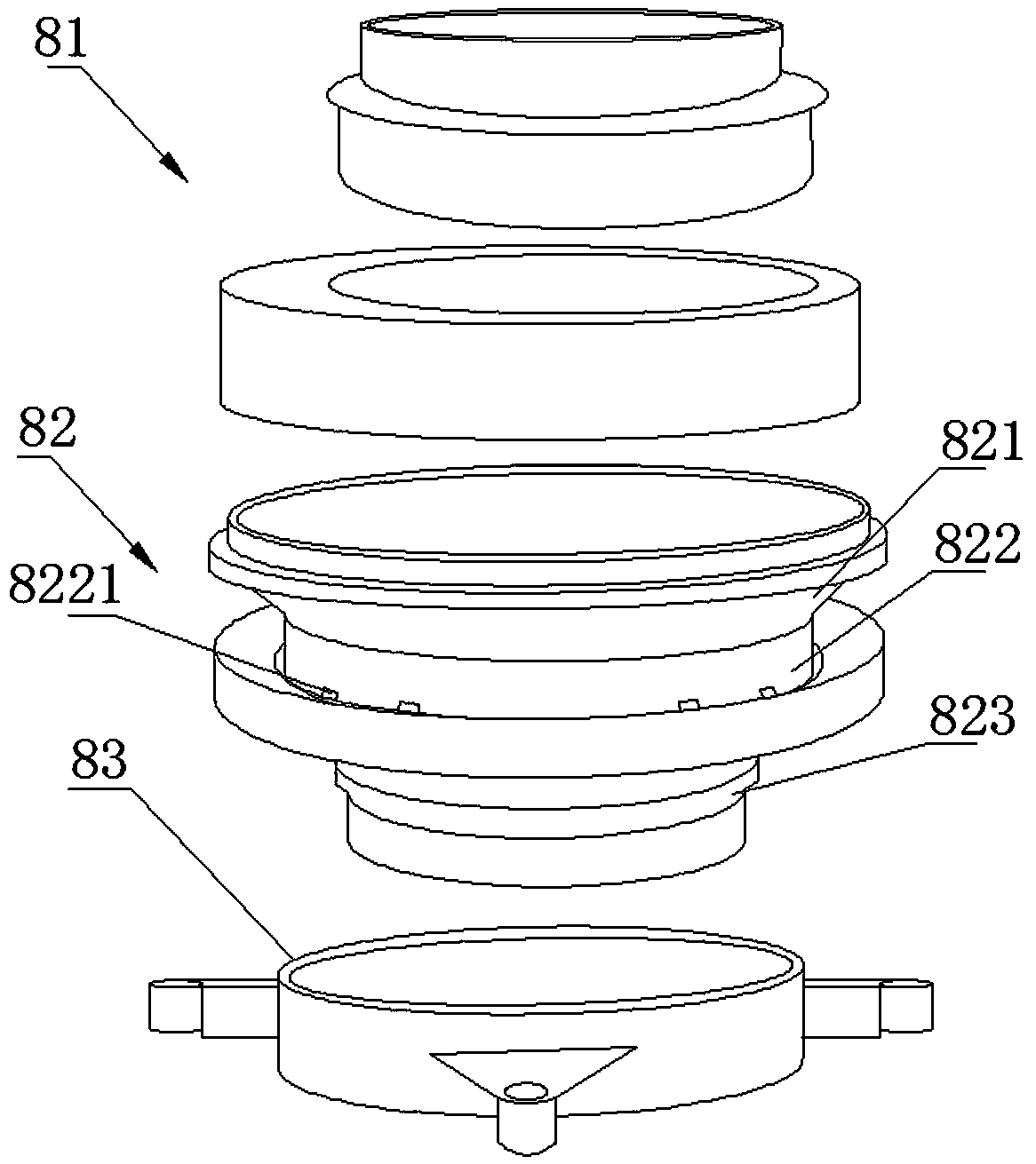 Toilet structure composed of vertical pipe embedding piece device and construction method of toilet structure
