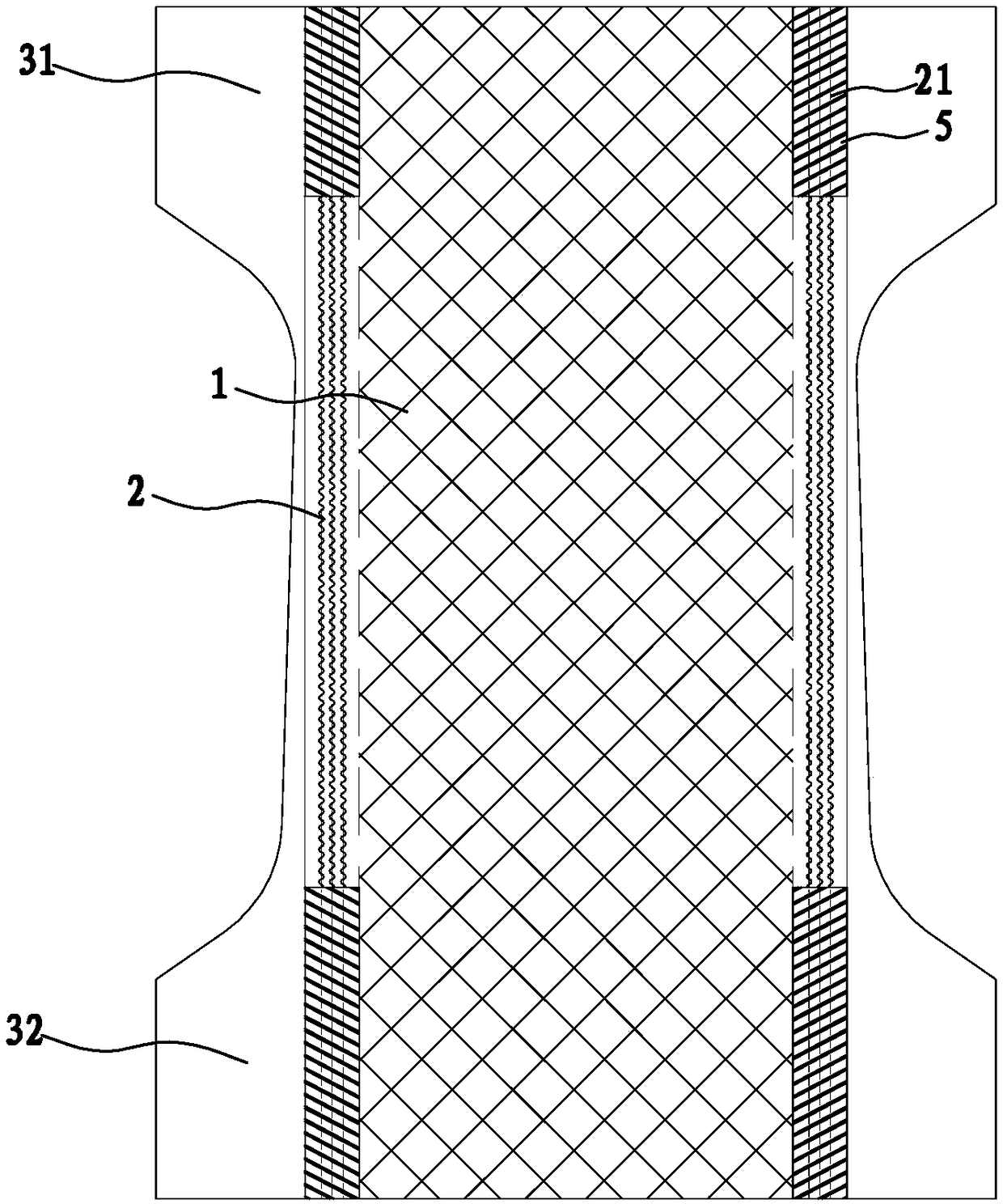 A kind of edge banding process of elastic channel of diaper legs