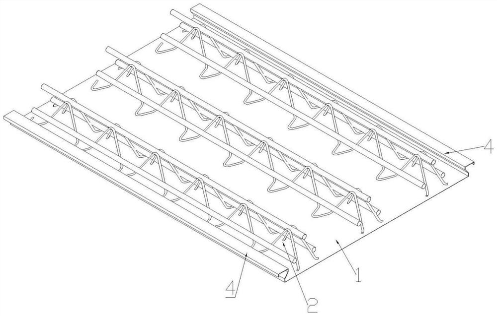 Steel bar truss floor support plate with clamping grooves