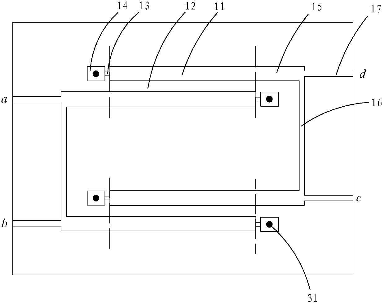 Filtering directional coupler with adjustable frequency