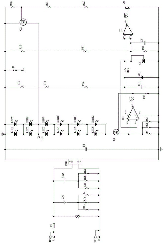 High-voltage linear constant-current LED drive circuit