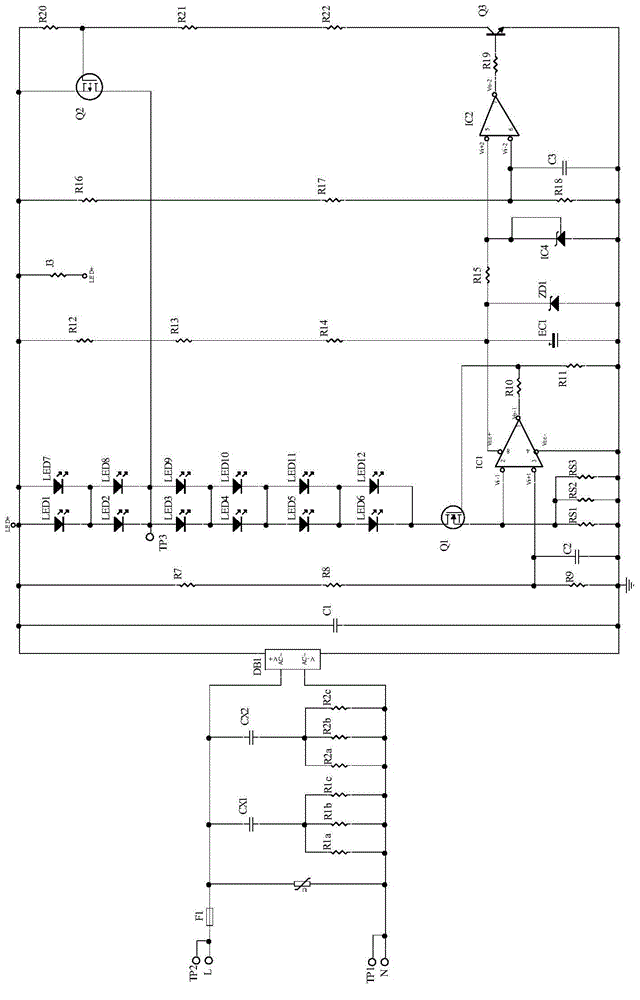 High-voltage linear constant-current LED drive circuit