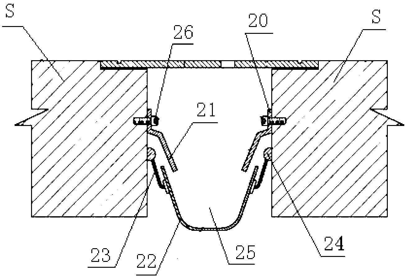 Extensible connection device for bridge with extensible structure falling water groove
