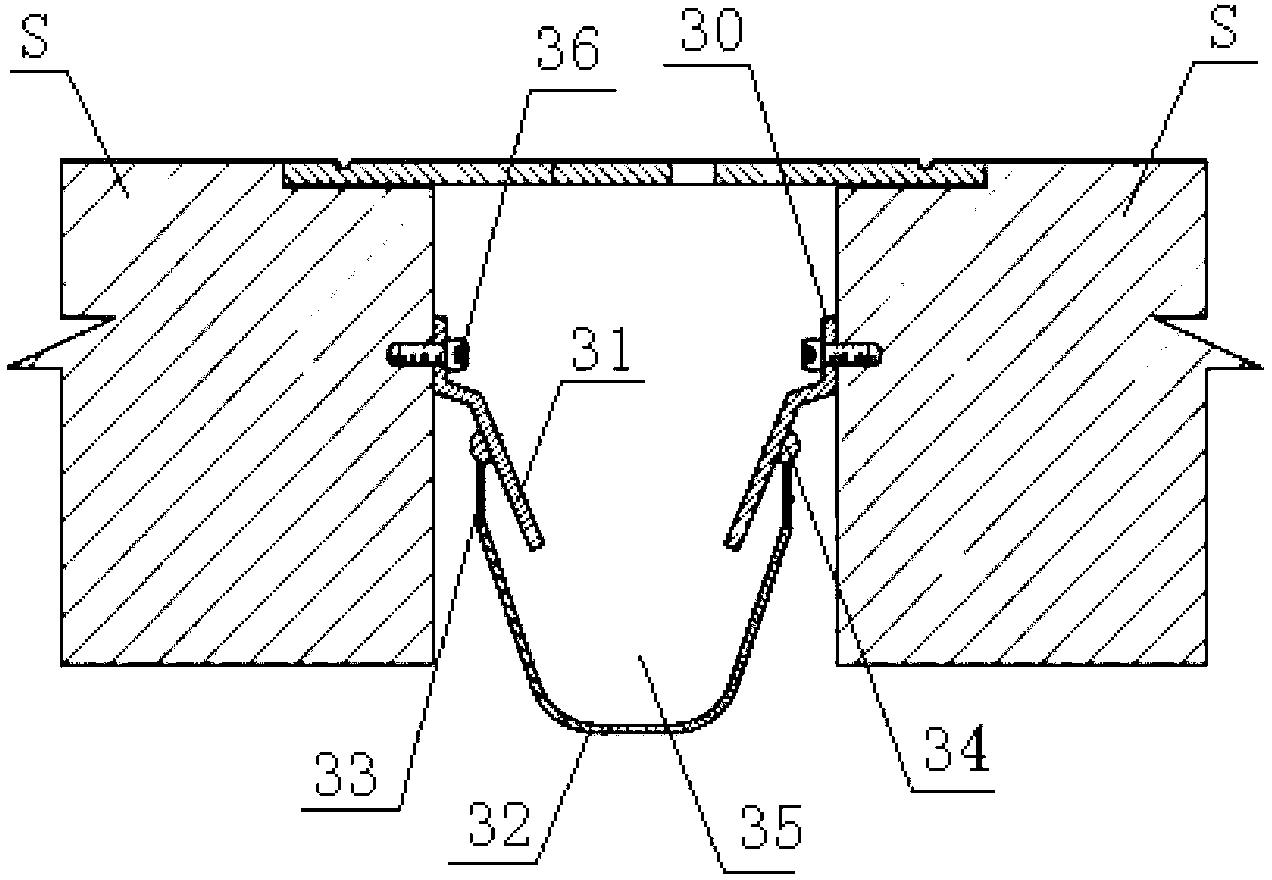 Extensible connection device for bridge with extensible structure falling water groove