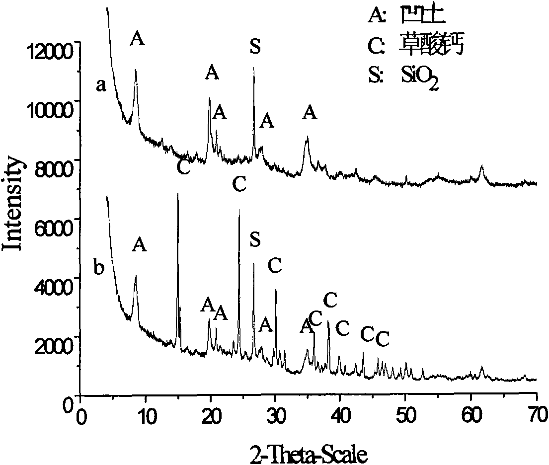 Method for removing iron and whitening for iron-containing attapulgite clay